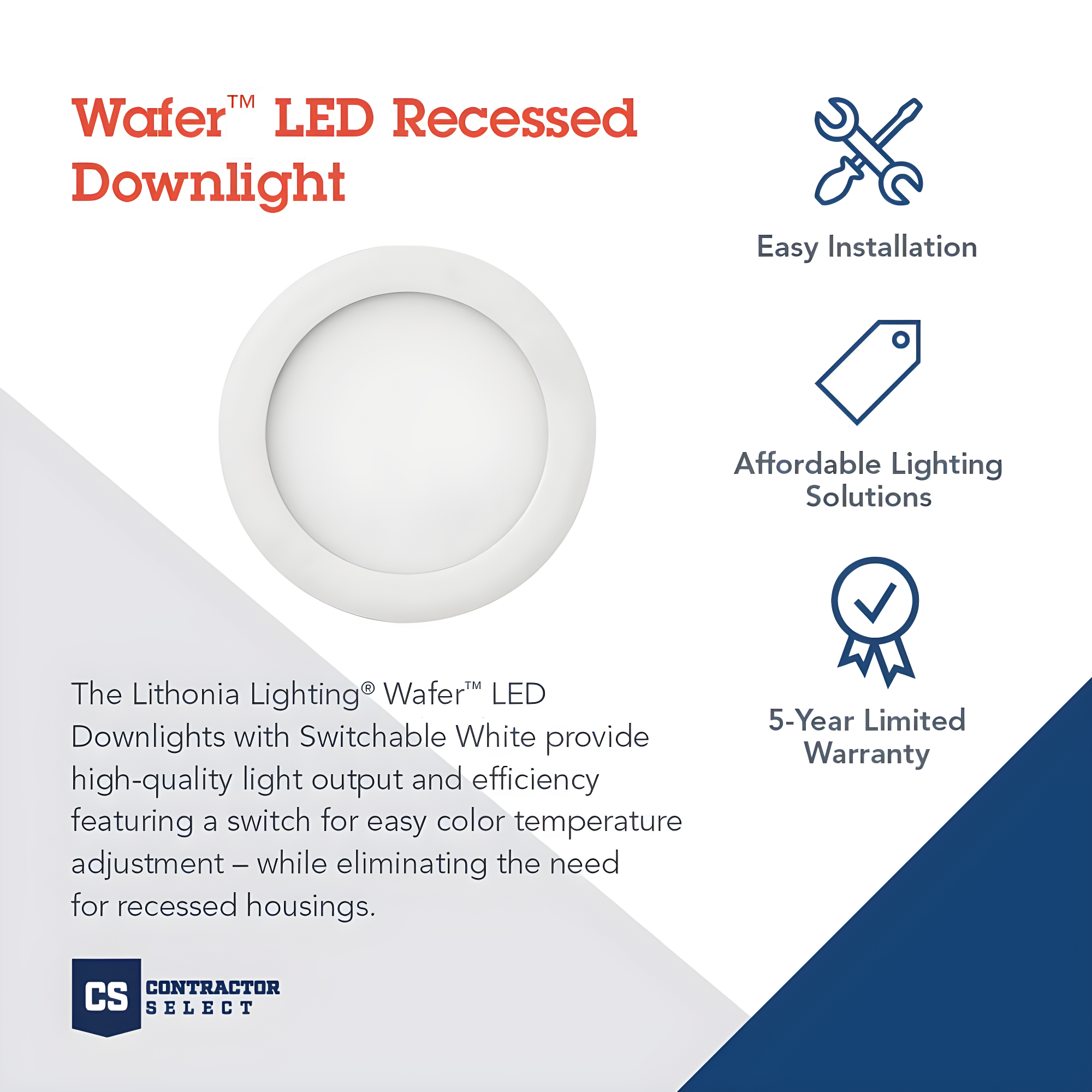 Wafer 4'' LED Retrofit Recessed Lighting Kit