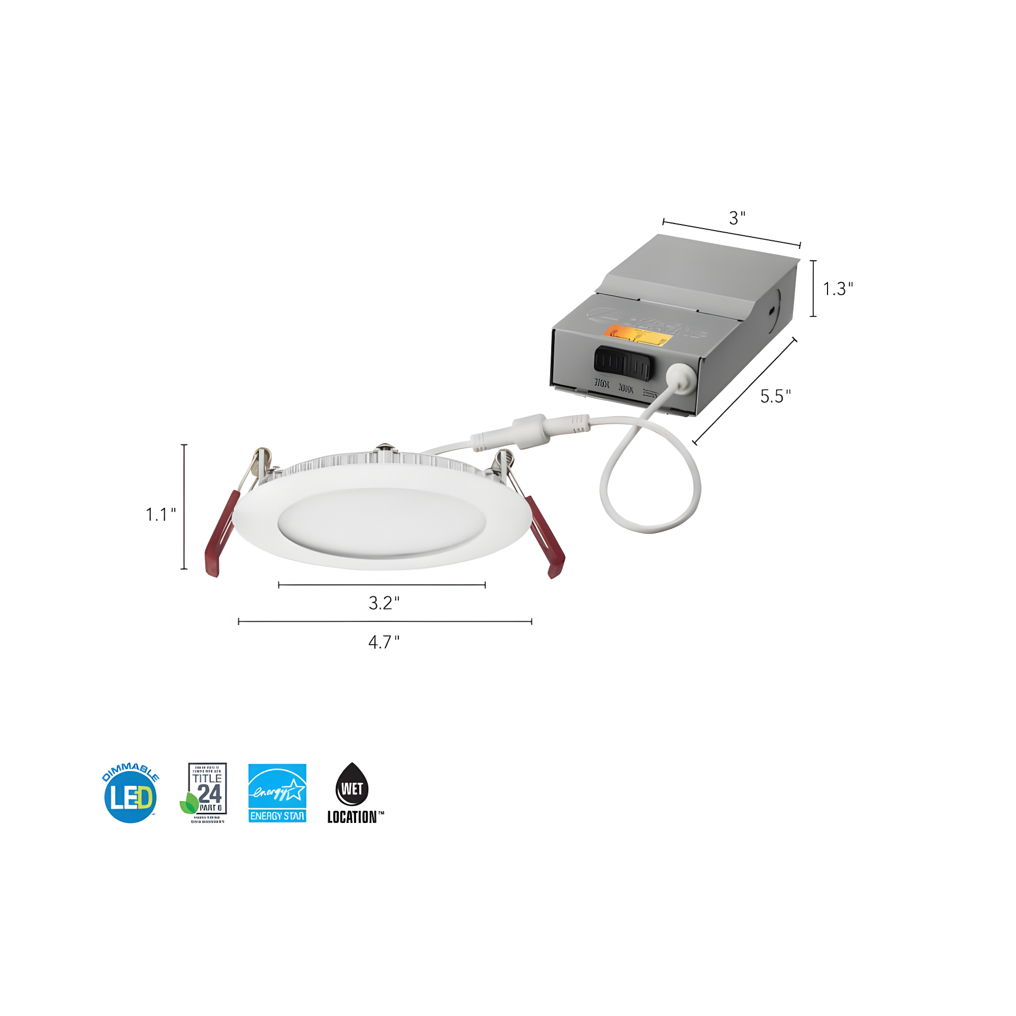 Wafer 4'' LED Retrofit Recessed Lighting Kit