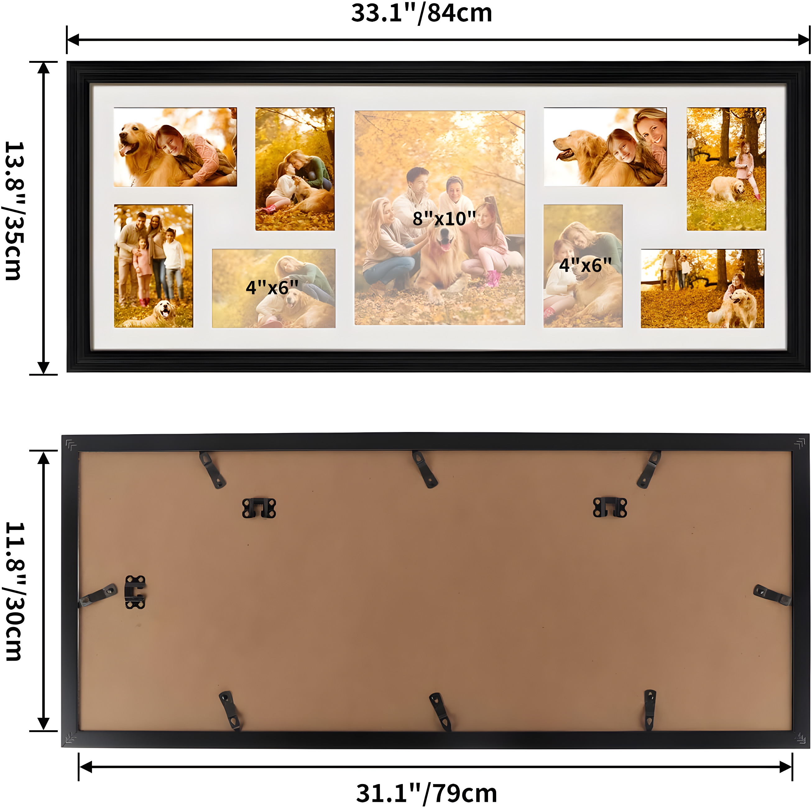 Hokku Designs 2 Pack Picture Frames Collage With 9 Openings, Display Eight 4 X 6 Pictures And One 8X10 Photos For Wall Mounting | Wayfair