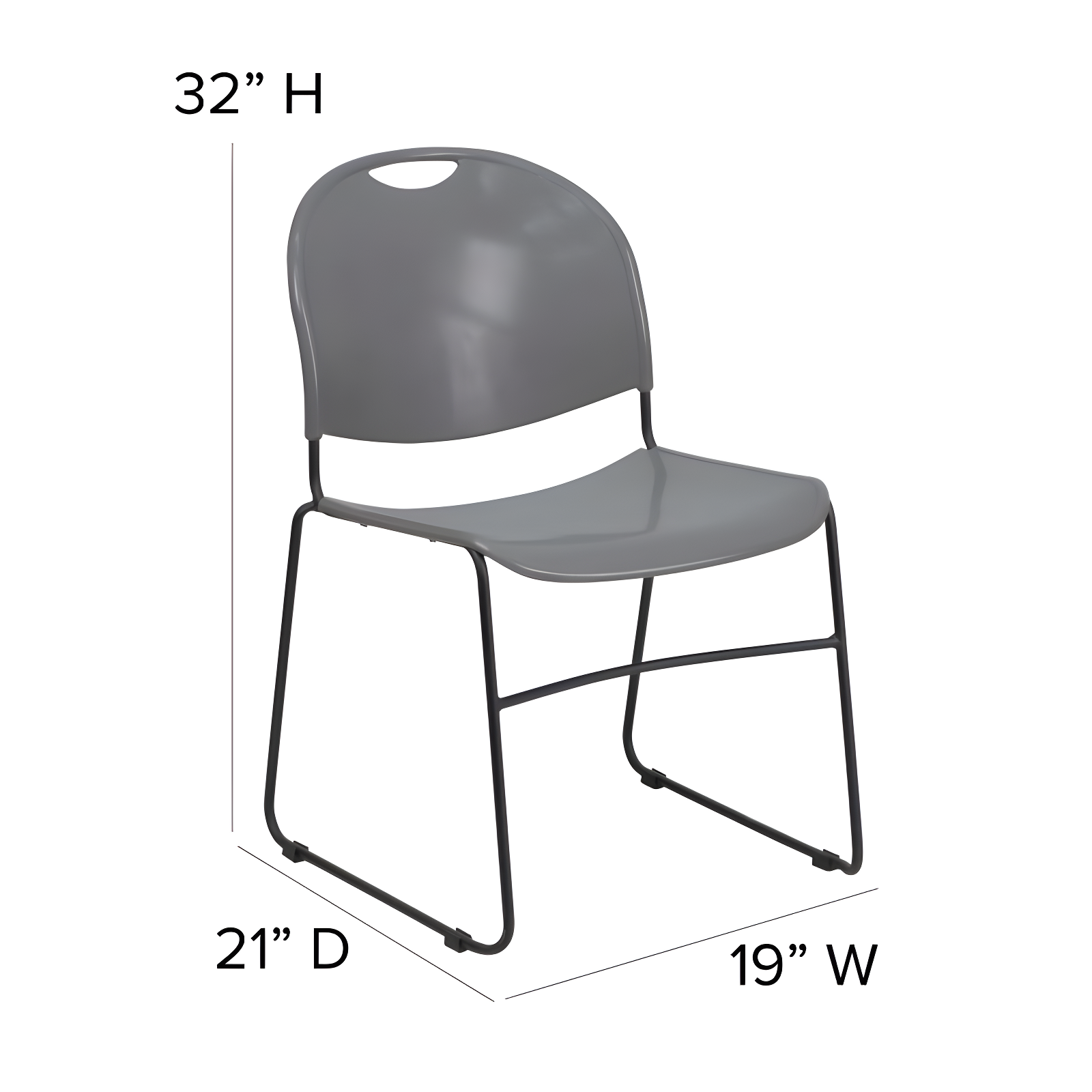 Flash Furniture Gaea 880 lb. Capacity Ultra-Compact Stack Chair with Metal Frame