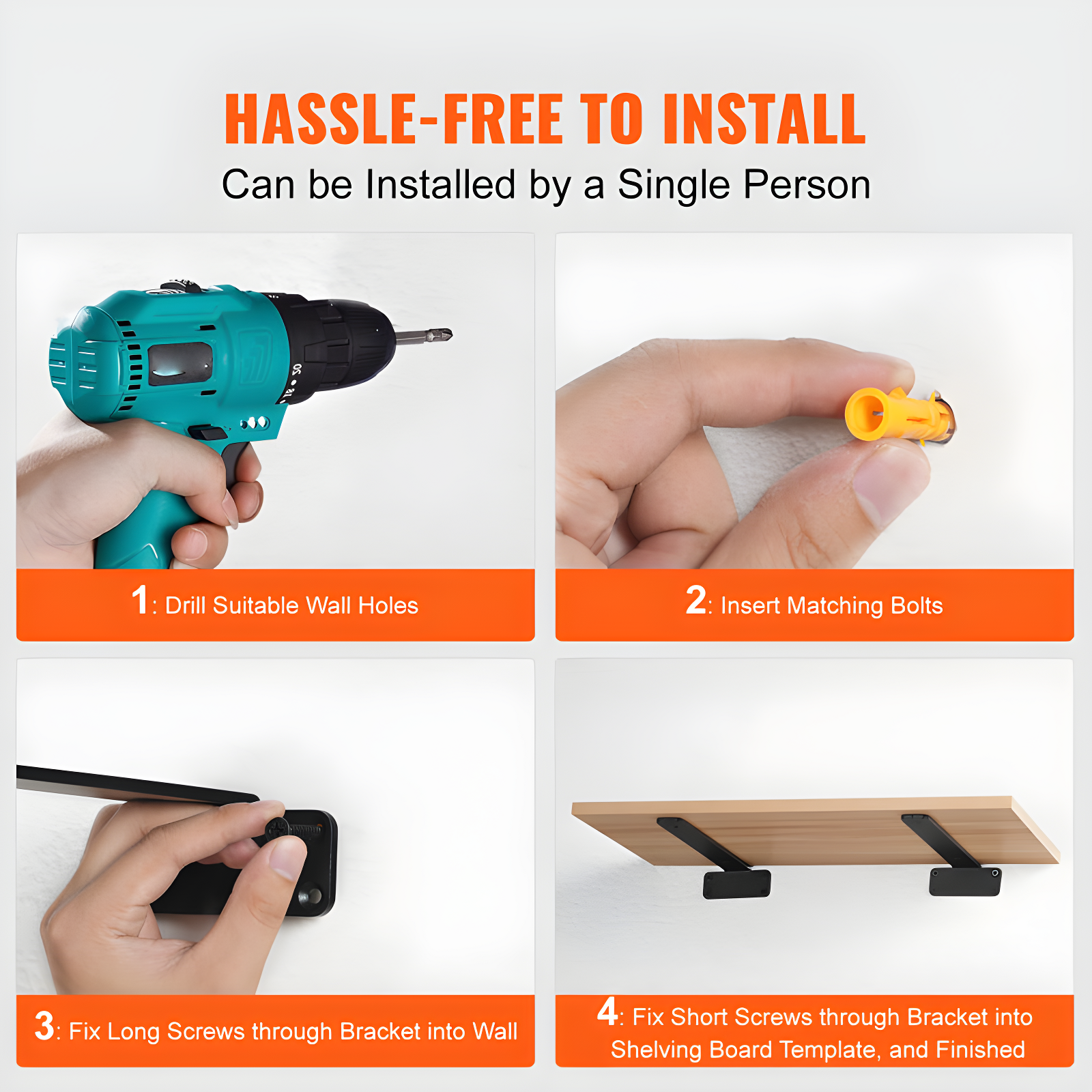 VEVOR Floating Shelf Brackets (Set of 6)