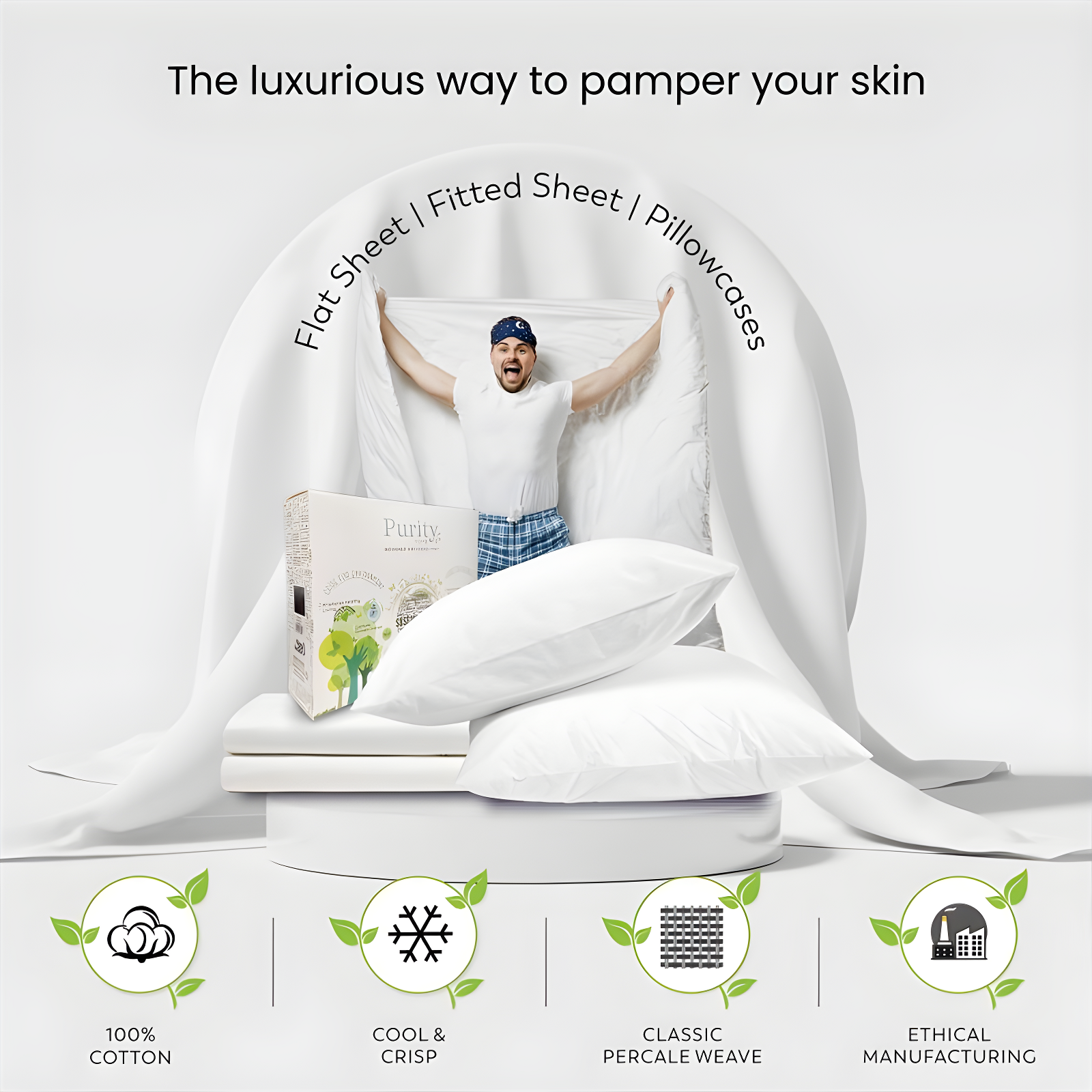 Ultimate Percale 100% Cotton 400TC Cool & Crisp Sheet Set