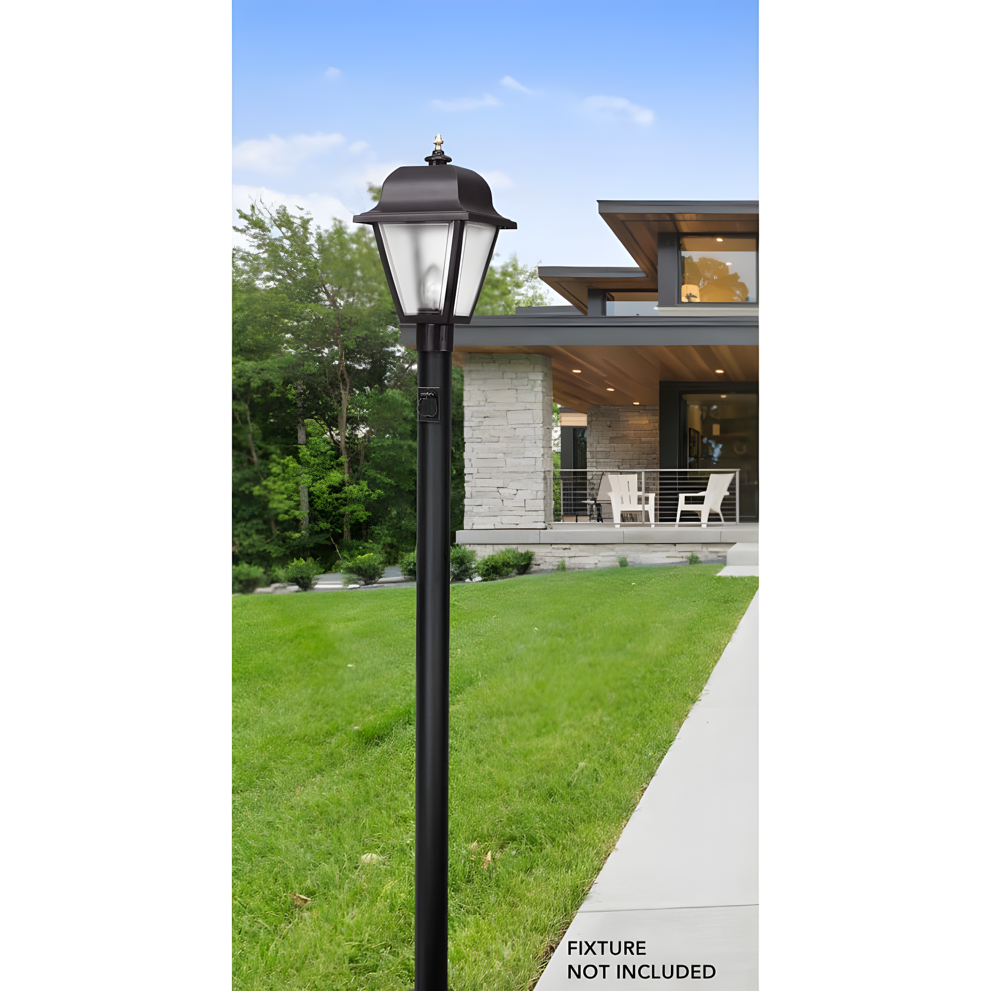 Solus 8 ft. Black Aluminum Outdoor Lamp Post with Outlet