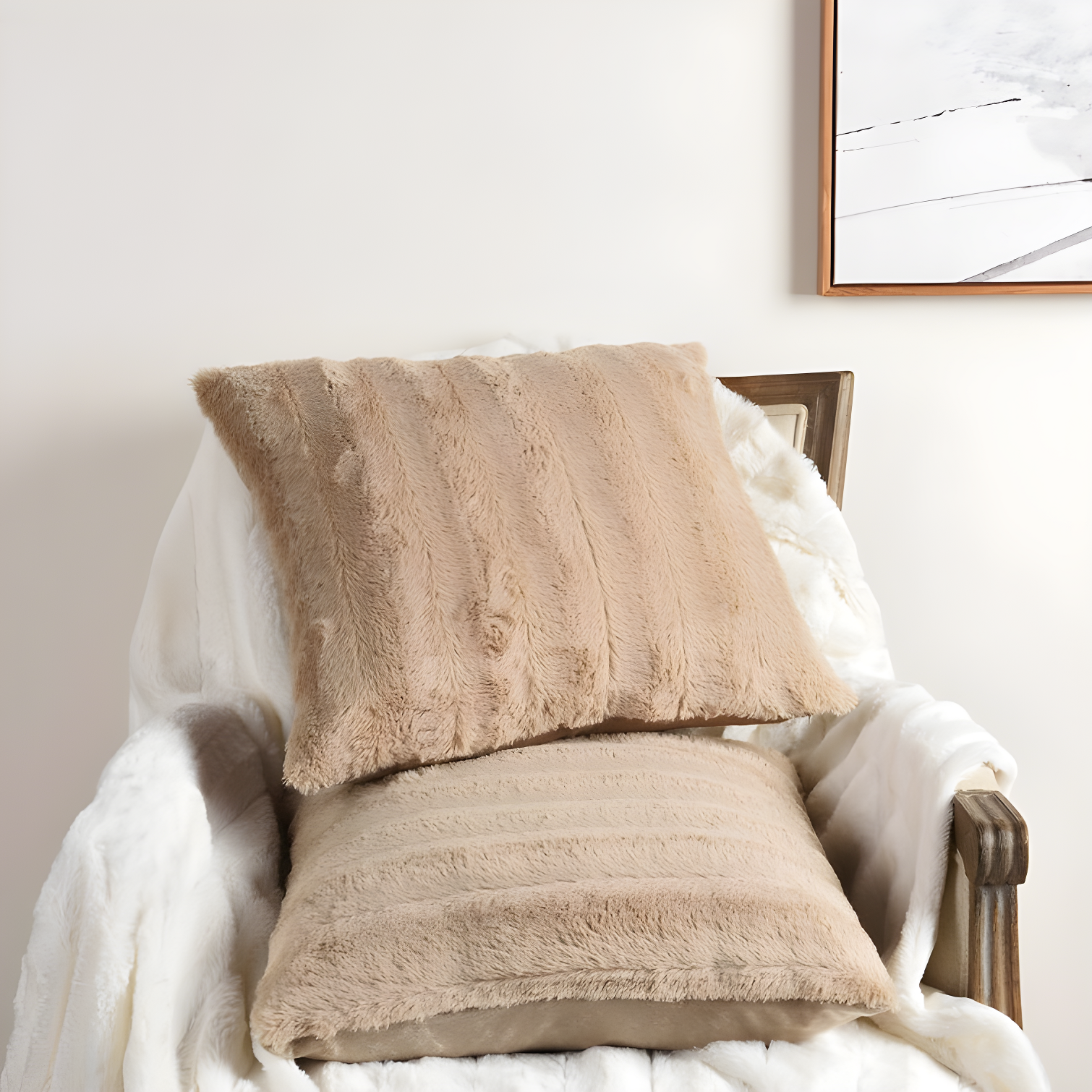 Cheer Collection Faux Fur Throw Pillow (Set of 2)