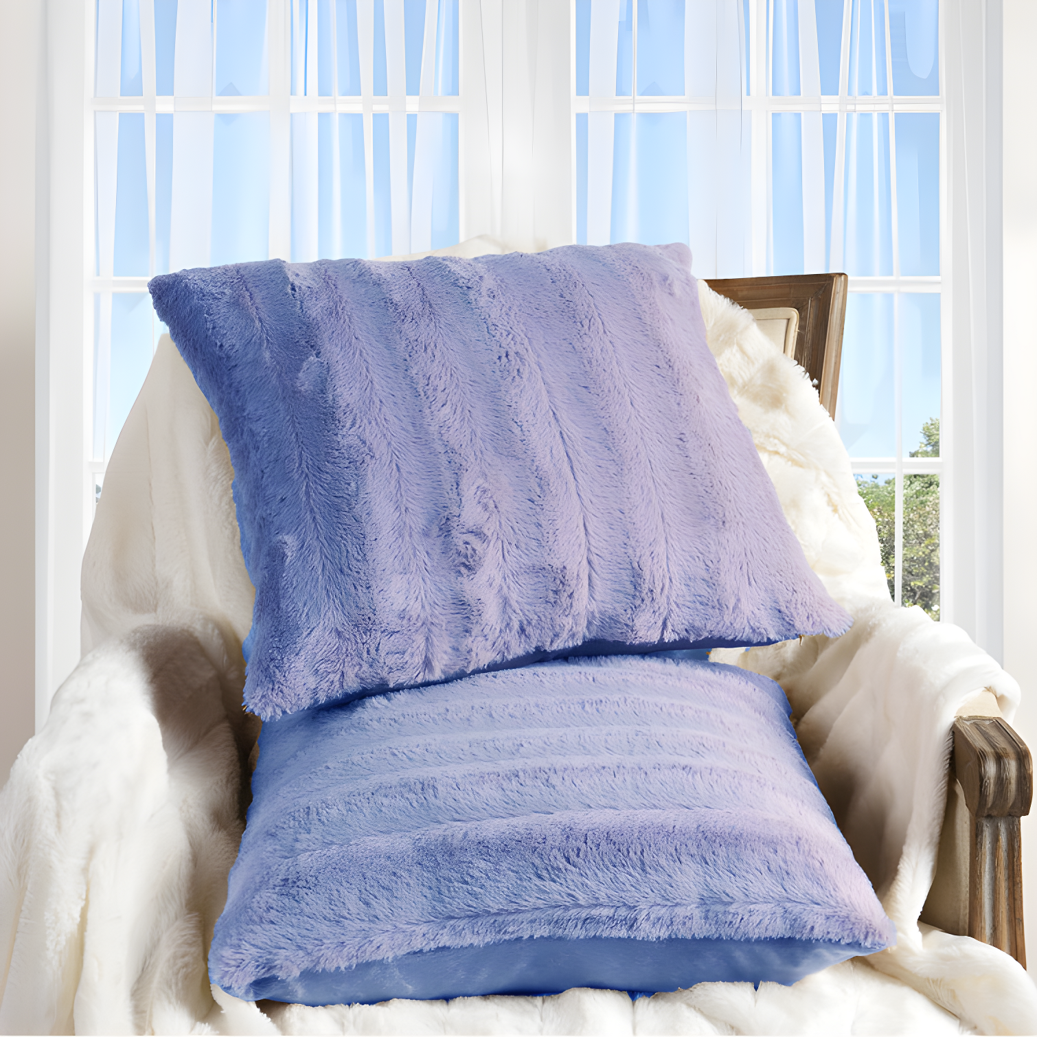Cheer Collection Faux Fur Throw Pillow (Set of 2)