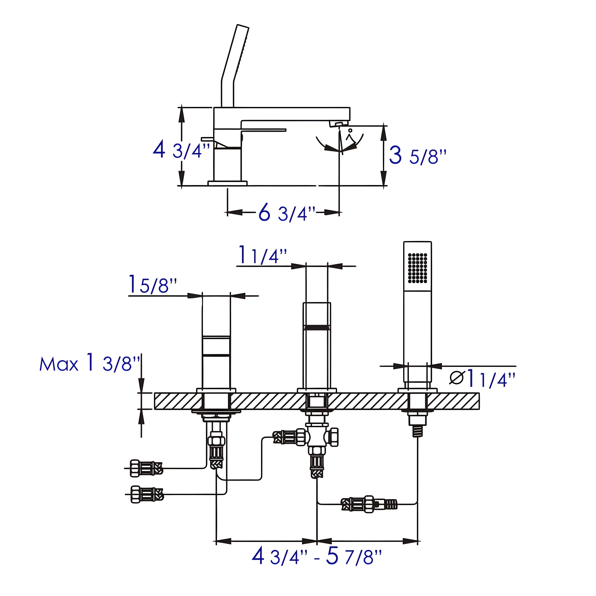 1 Handle Deck Roman Tub Faucet with Diverter