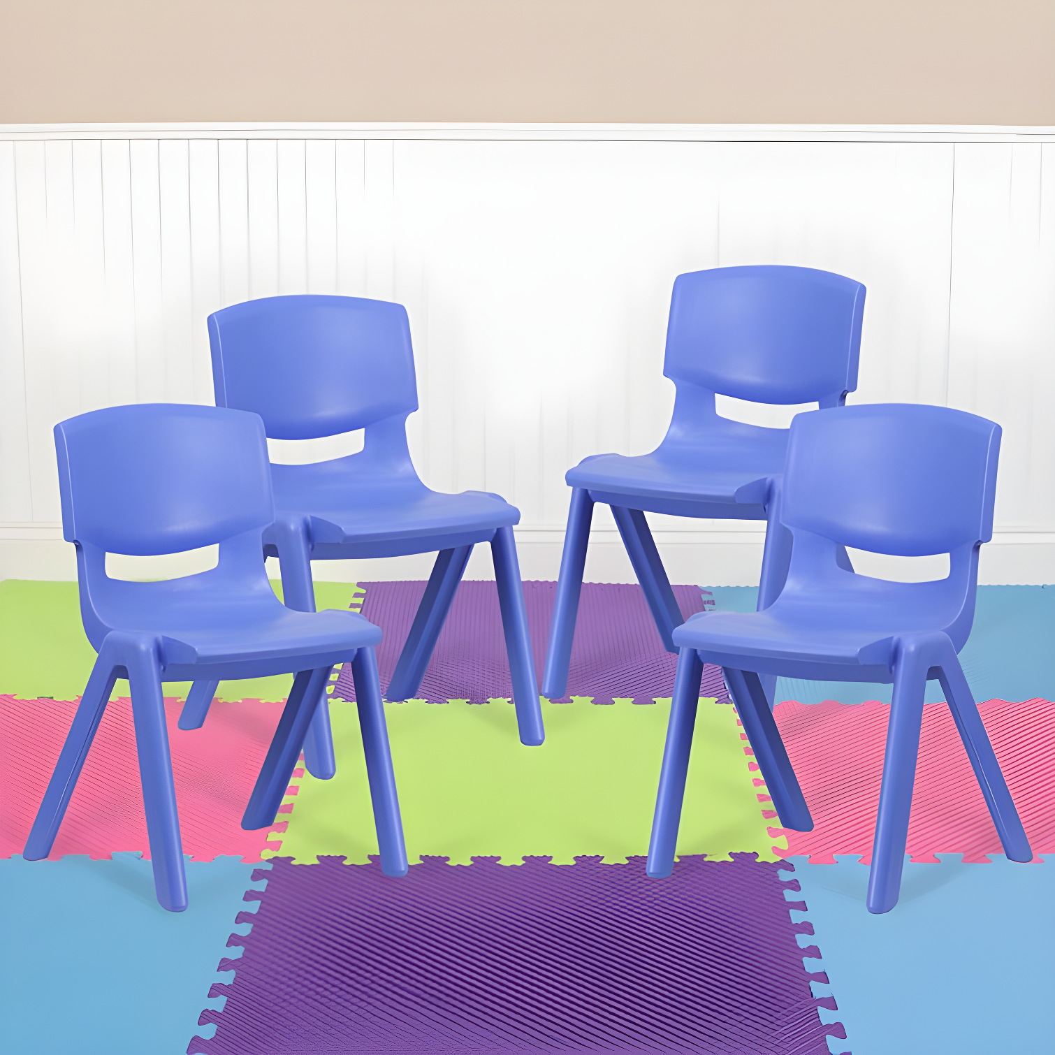 Flash Furniture Goddard Plastic Stack School Chair with Seat, 3rd-7th School Chair (Set of 4)