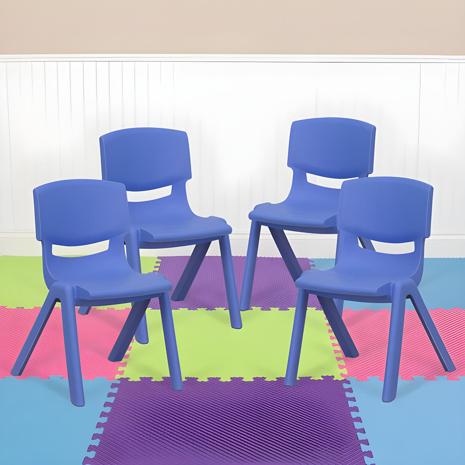 Flash Furniture Goddard Plastic Stack School Chair with Seat, 3rd-7th School Chair (Set of 4)