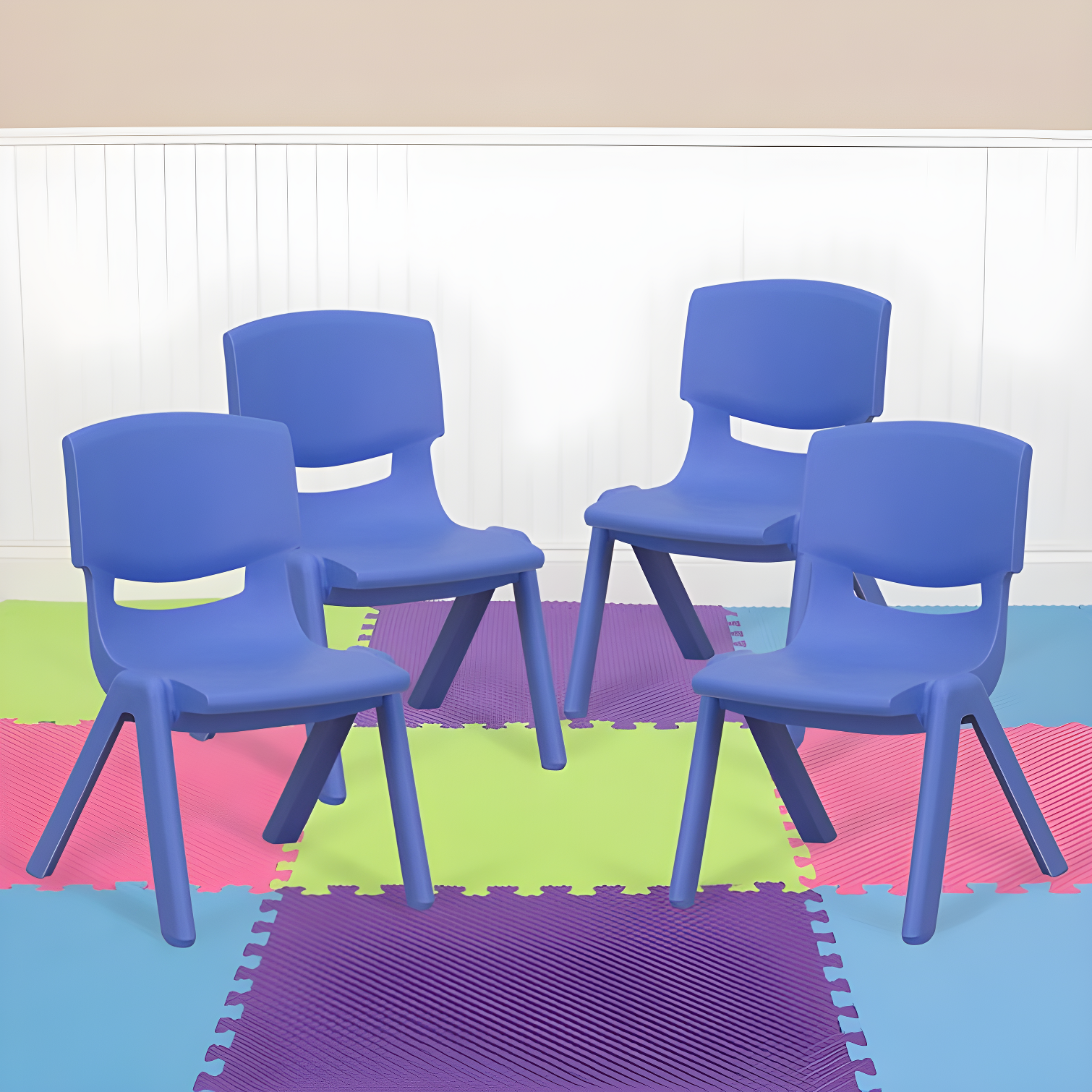 Flash Furniture Goddard Plastic Stack School Chair with Seat, 3rd-7th School Chair (Set of 4)