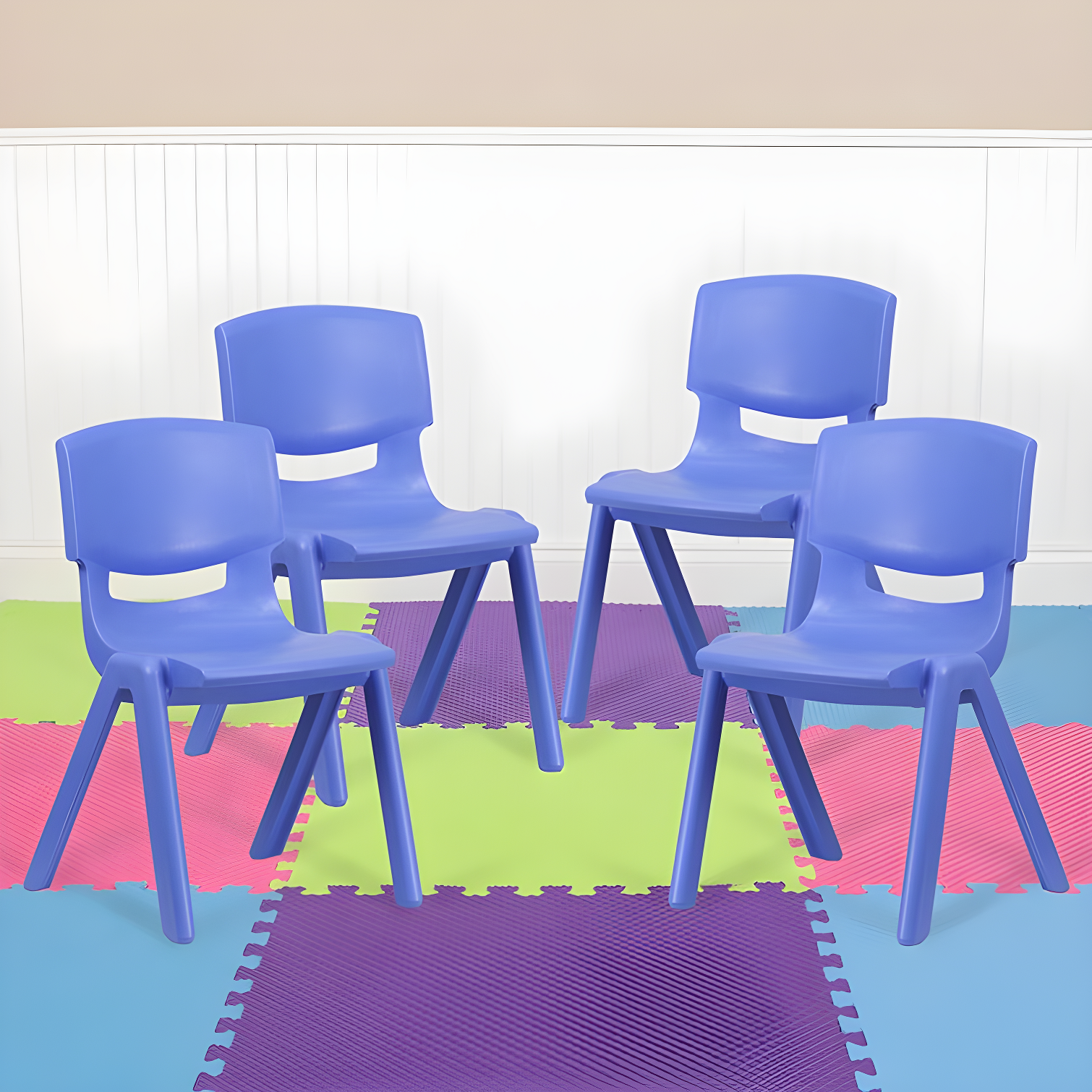 Flash Furniture Goddard Plastic Stack School Chair with Seat, 3rd-7th School Chair (Set of 4)