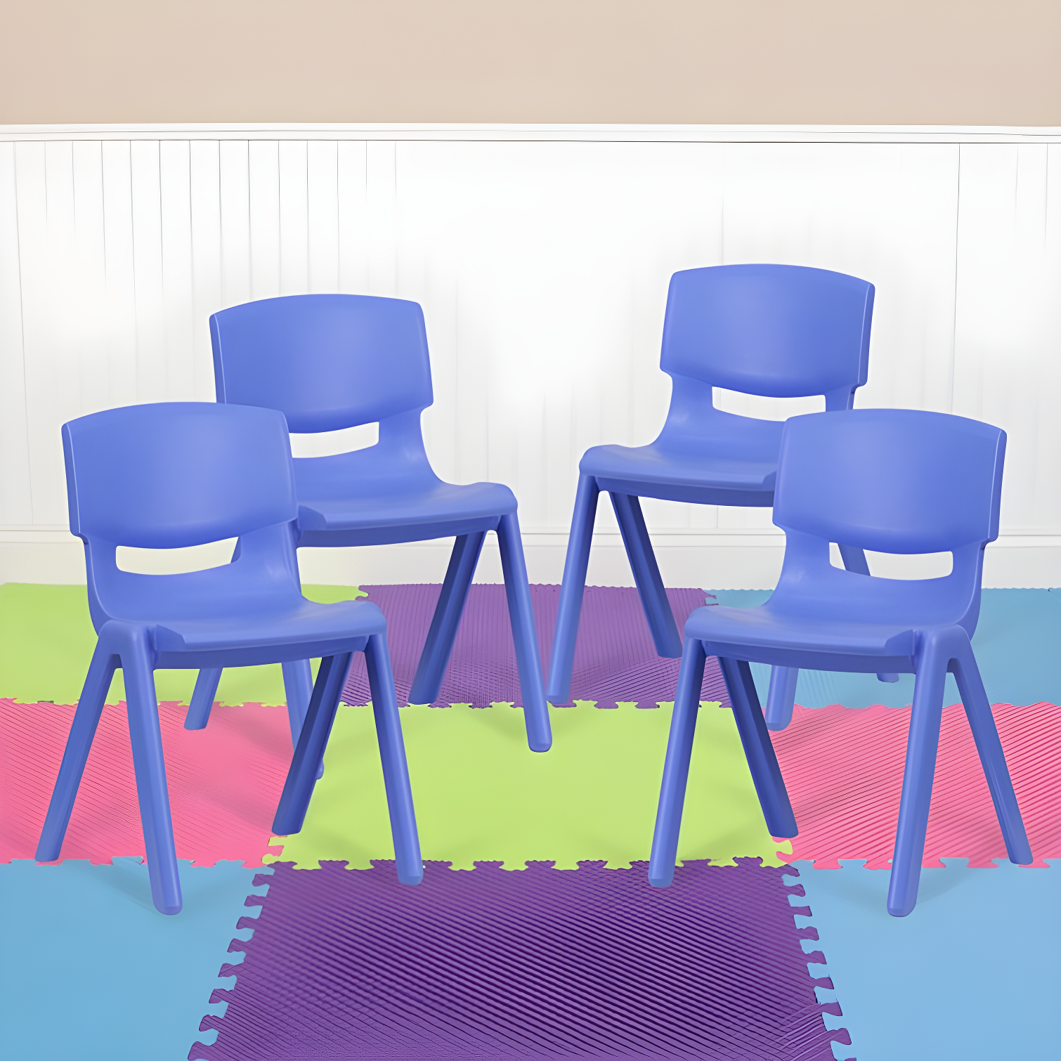 Flash Furniture Goddard Plastic Stack School Chair with Seat, 3rd-7th School Chair (Set of 4)