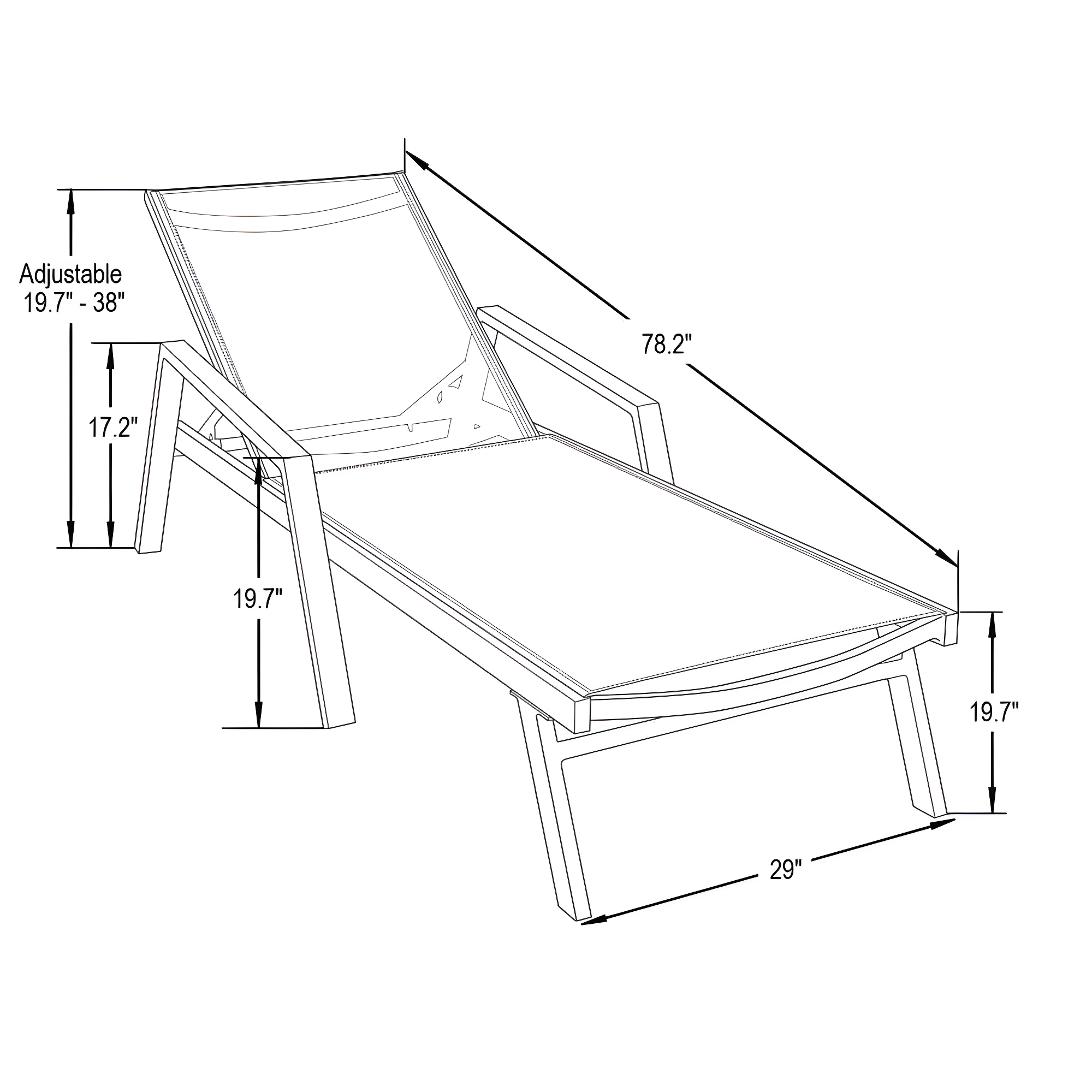 LeisureMod Outdoor Powder Coated Aluminum Chaise Lounge Set with Table (Set of 2)