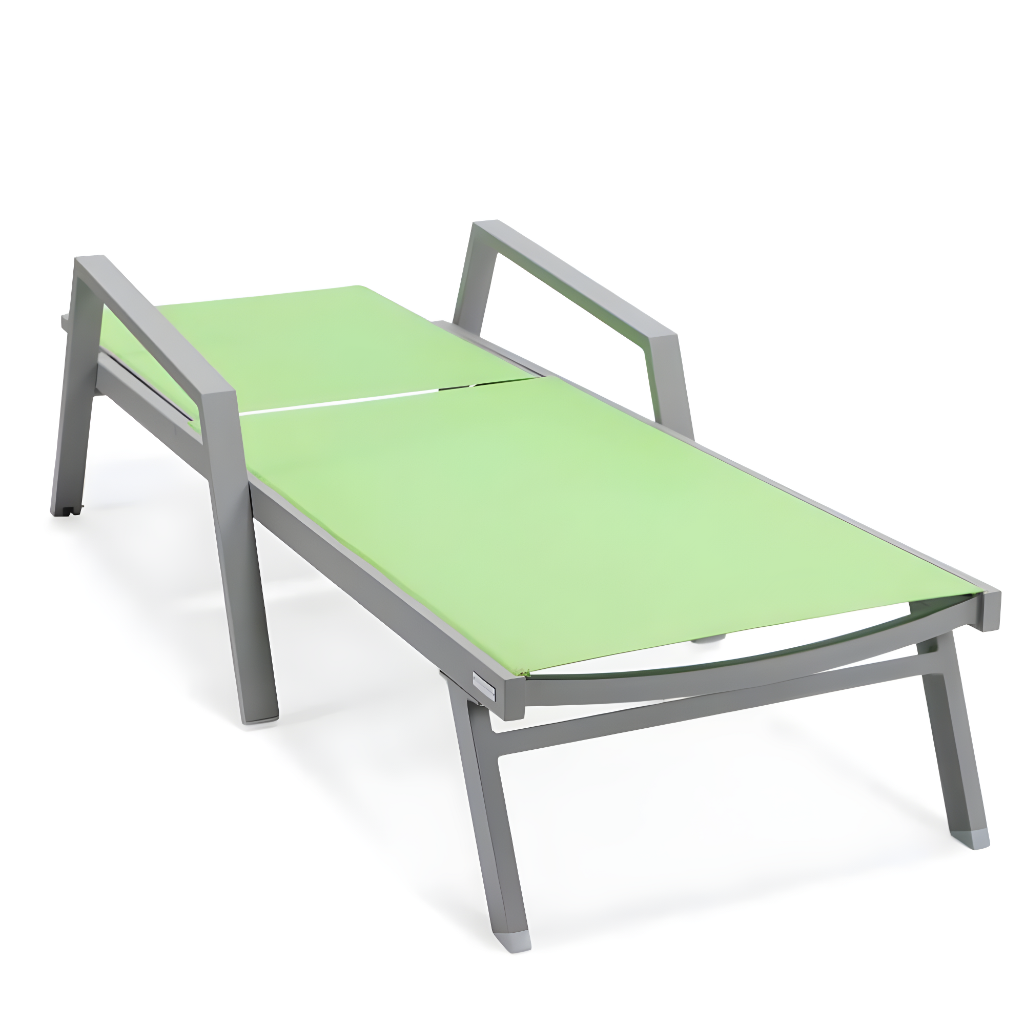 LeisureMod Outdoor Powder Coated Aluminum Chaise Lounge Set with Table (Set of 2)