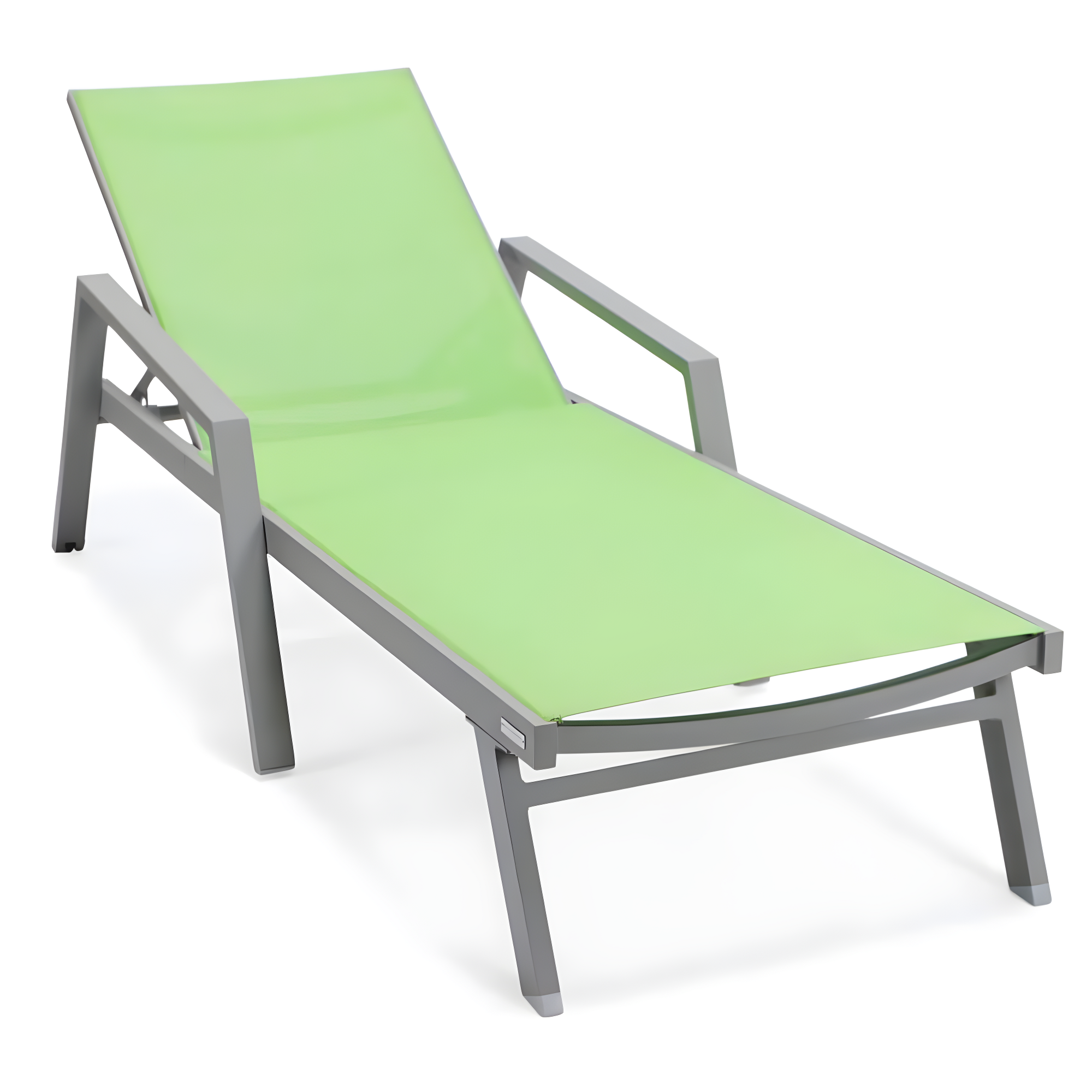 LeisureMod Outdoor Powder Coated Aluminum Chaise Lounge Set with Table (Set of 2)