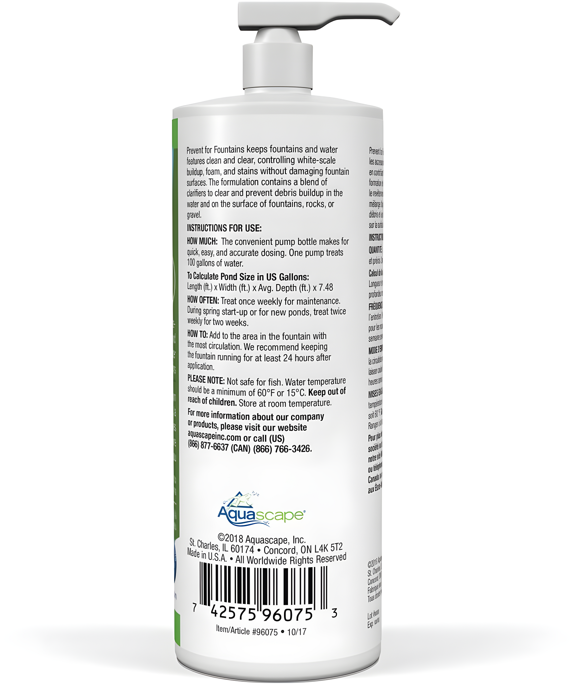 PREVENT For Fountains No Power Source Required / Manual Algae Control