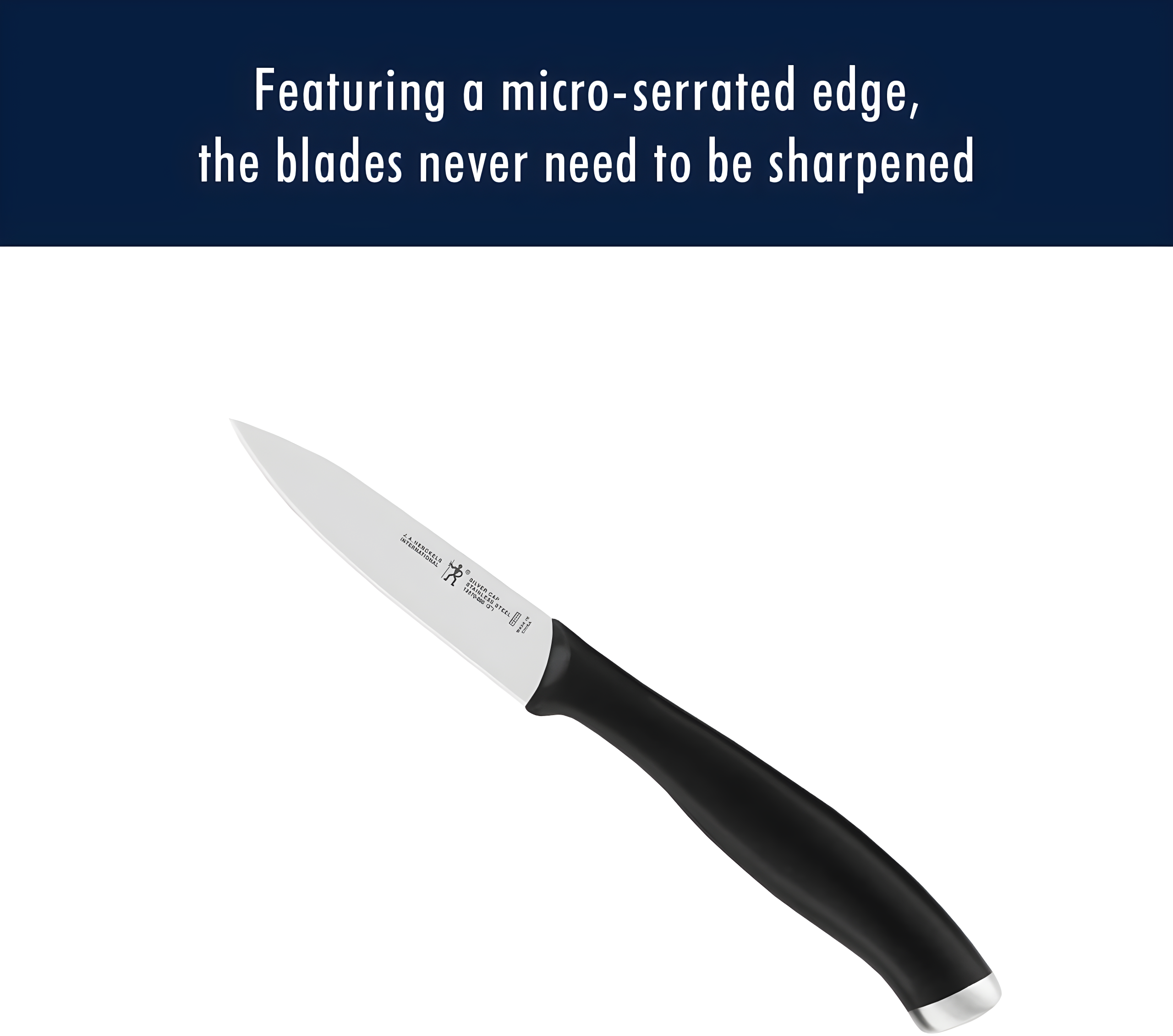 HENCKELS HENCKELS Silvercap 14 Piece Knife Set with Block, Chef Knife, Paring Knife, Utility Knife, Bread Knife, Steak Knife, Black, Stainless Steel