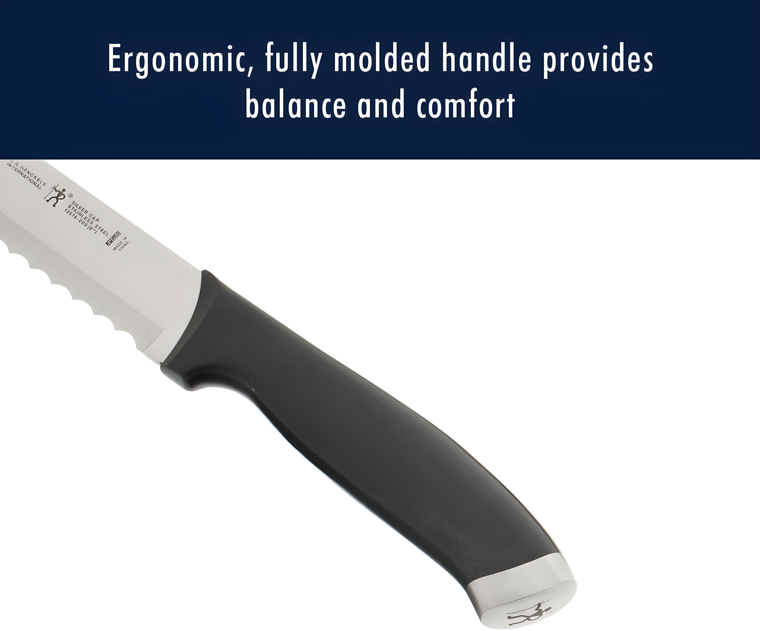 HENCKELS HENCKELS Silvercap 14 Piece Knife Set with Block, Chef Knife, Paring Knife, Utility Knife, Bread Knife, Steak Knife, Black, Stainless Steel