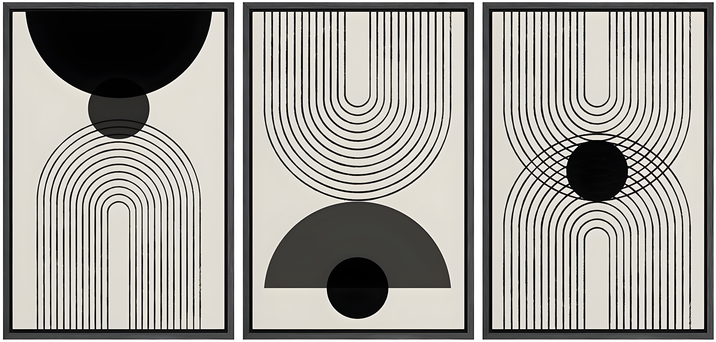 SIGNLEADER Mid-Century Modern Black And White Minimalist Abstract Home Decor Framed Wall Art Work Canvas Print