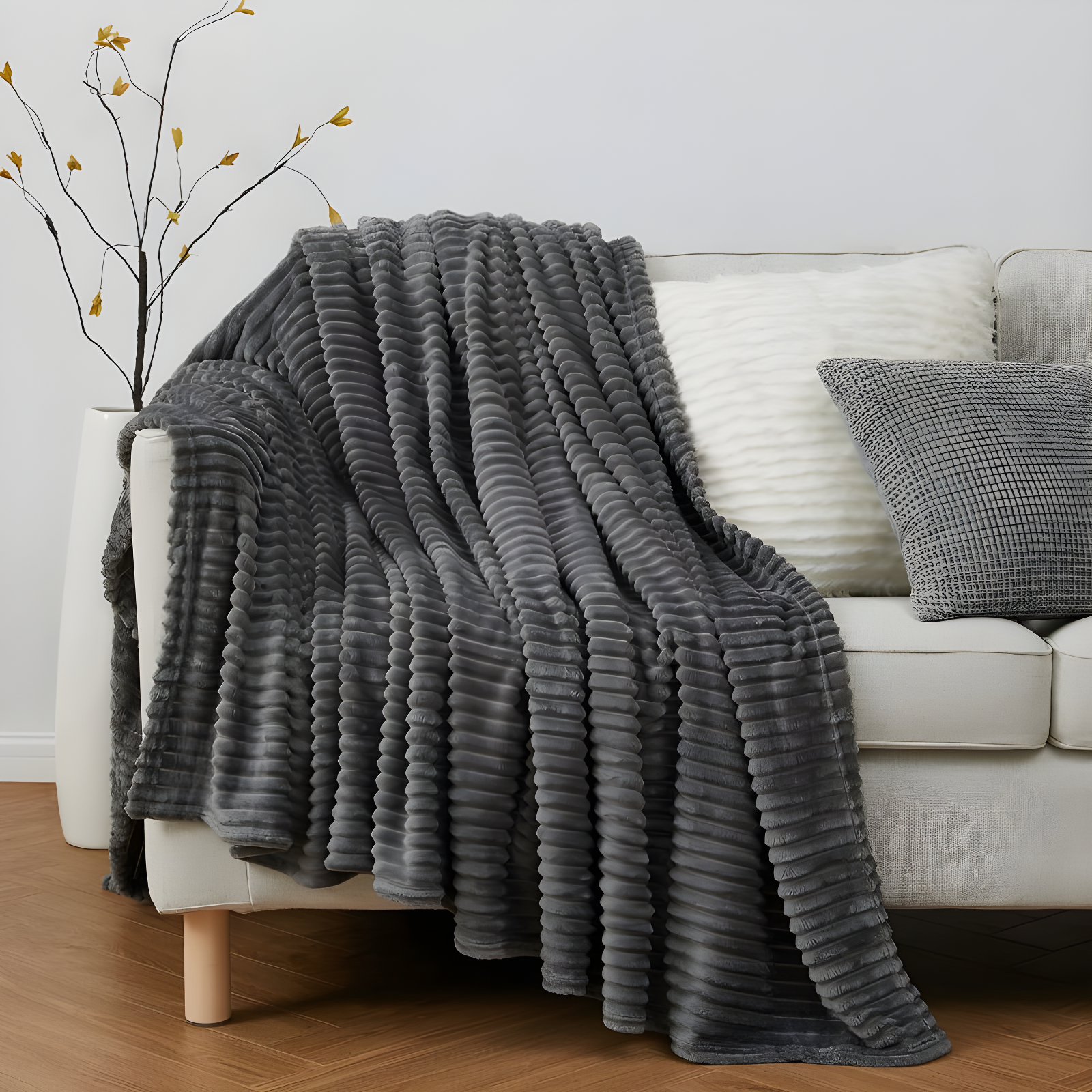 Nestl Nestl Cut Plush Cozy Throw Blanket - Fuzzy Warm Fleece Bed Blankets - Throws for Sofa, Bed, and Couch