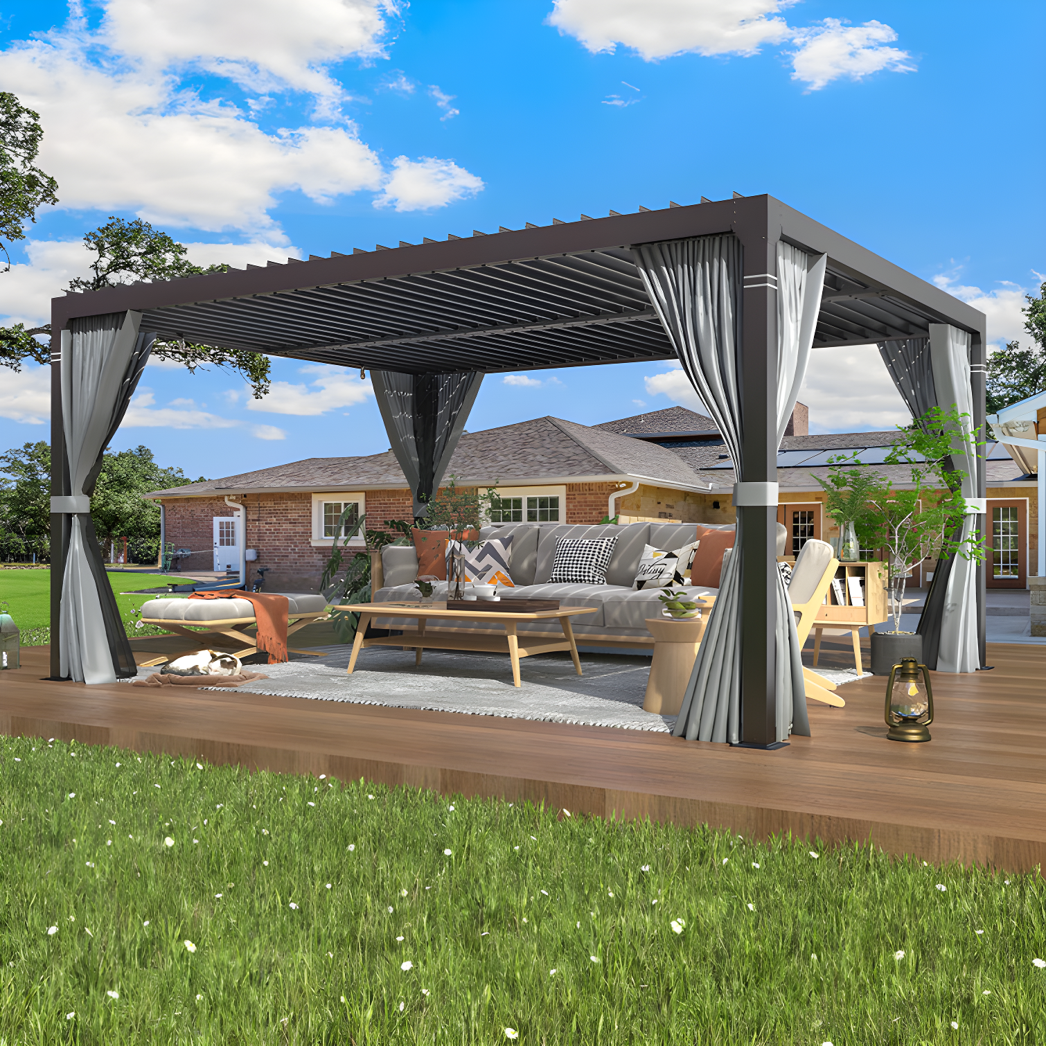 Erommy Outdoor Pergola, Louvered Pergola, Aluminum Pergola for Patio, Backyard, Pool party