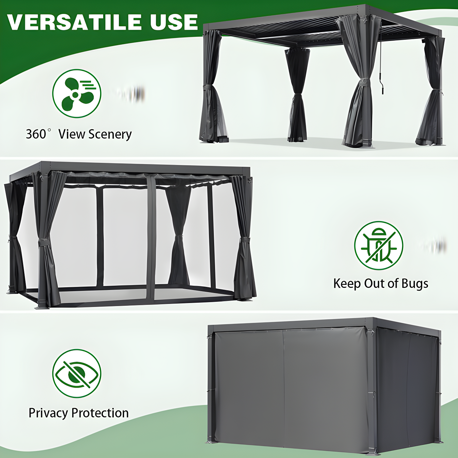 Erommy Outdoor Pergola, Louvered Pergola, Aluminum Pergola for Patio, Backyard, Pool party