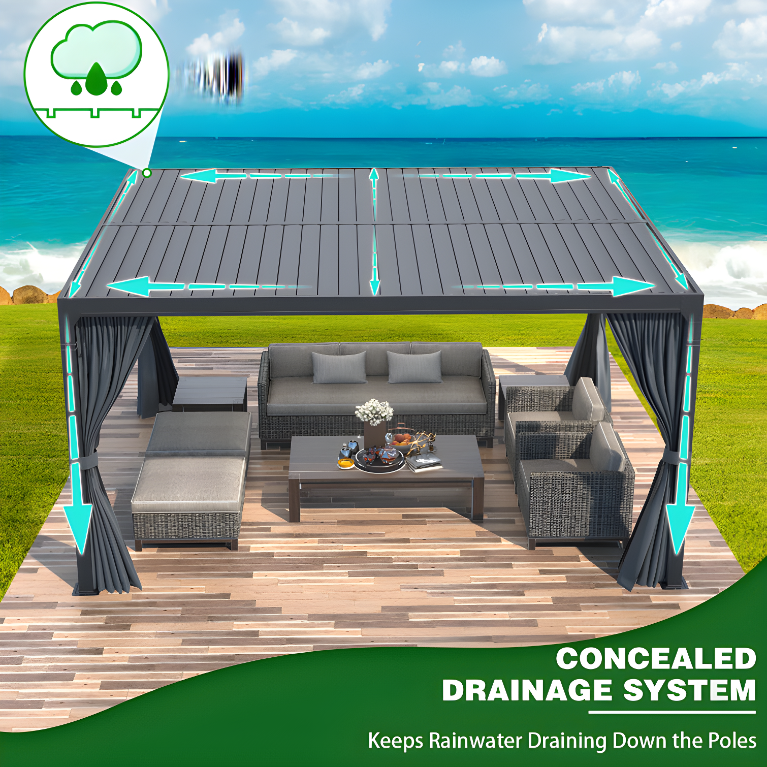 Erommy Outdoor Pergola, Louvered Pergola, Aluminum Pergola for Patio, Backyard, Pool party