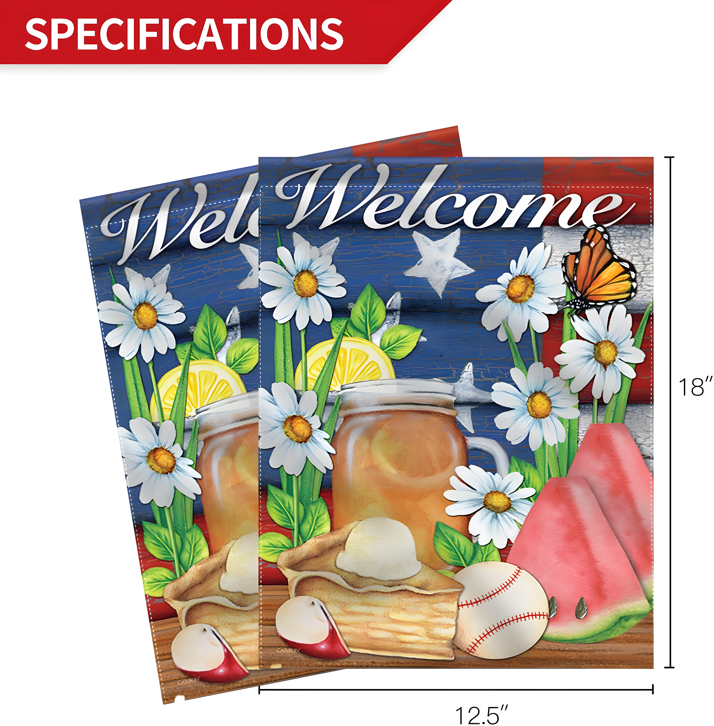 Anley American Summer Welcome Decorative Garden Flags Double Sided  18 x 12.5 Inch