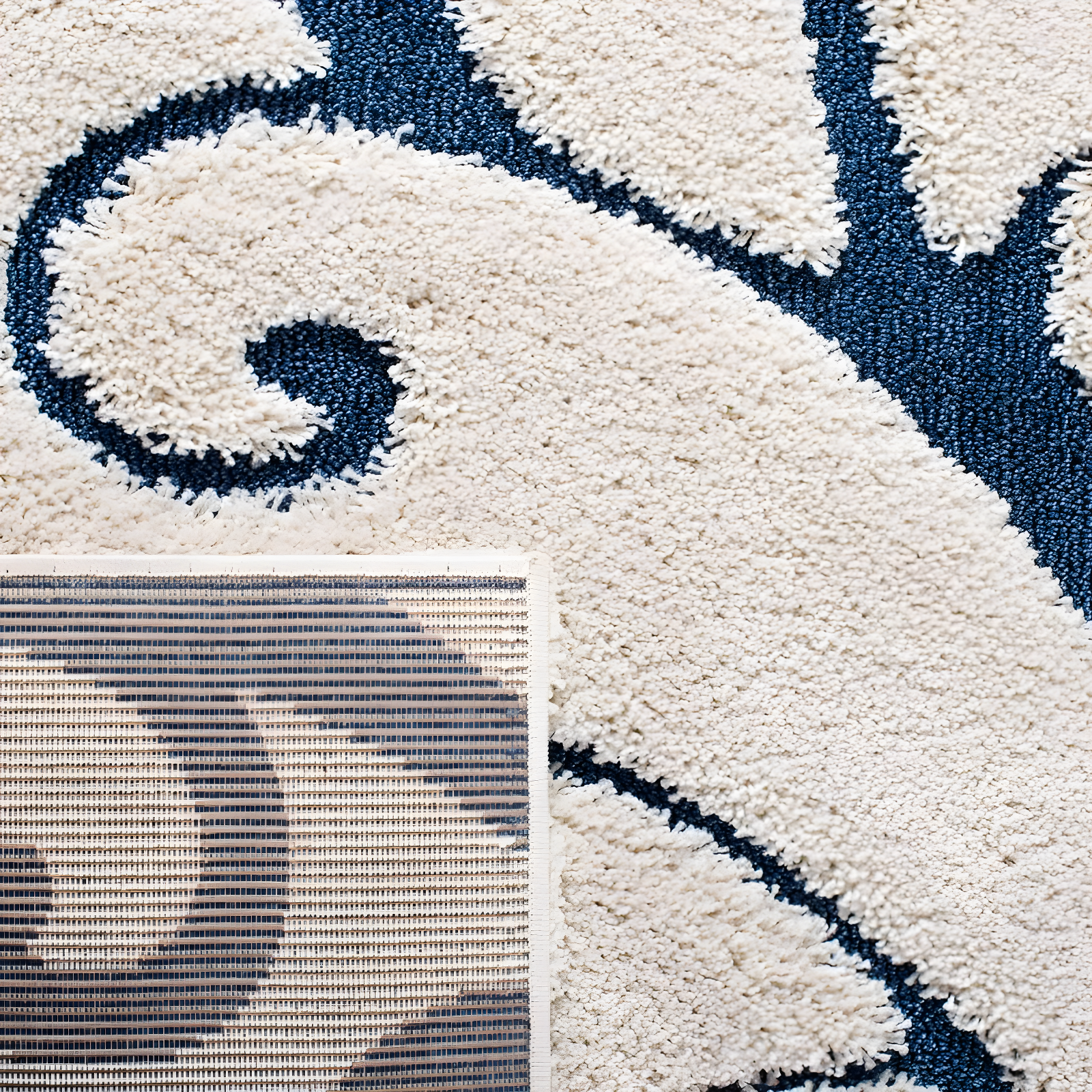 Florida Shag SG455 Power Loomed Indoor Area Rug - Cream/Blue - 5'3"x7'6" - Safavieh.