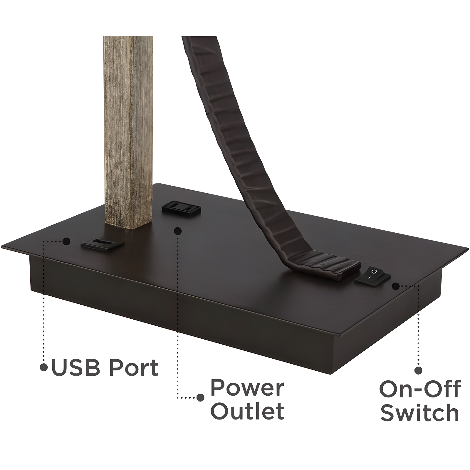 Franklin Iron Works Gentry Industrial Desk Lamp 22" High Oil Rubbed Bronze Faux Wood Cage with USB and AC Power Outlet in Base Oatmeal Shade for Desk