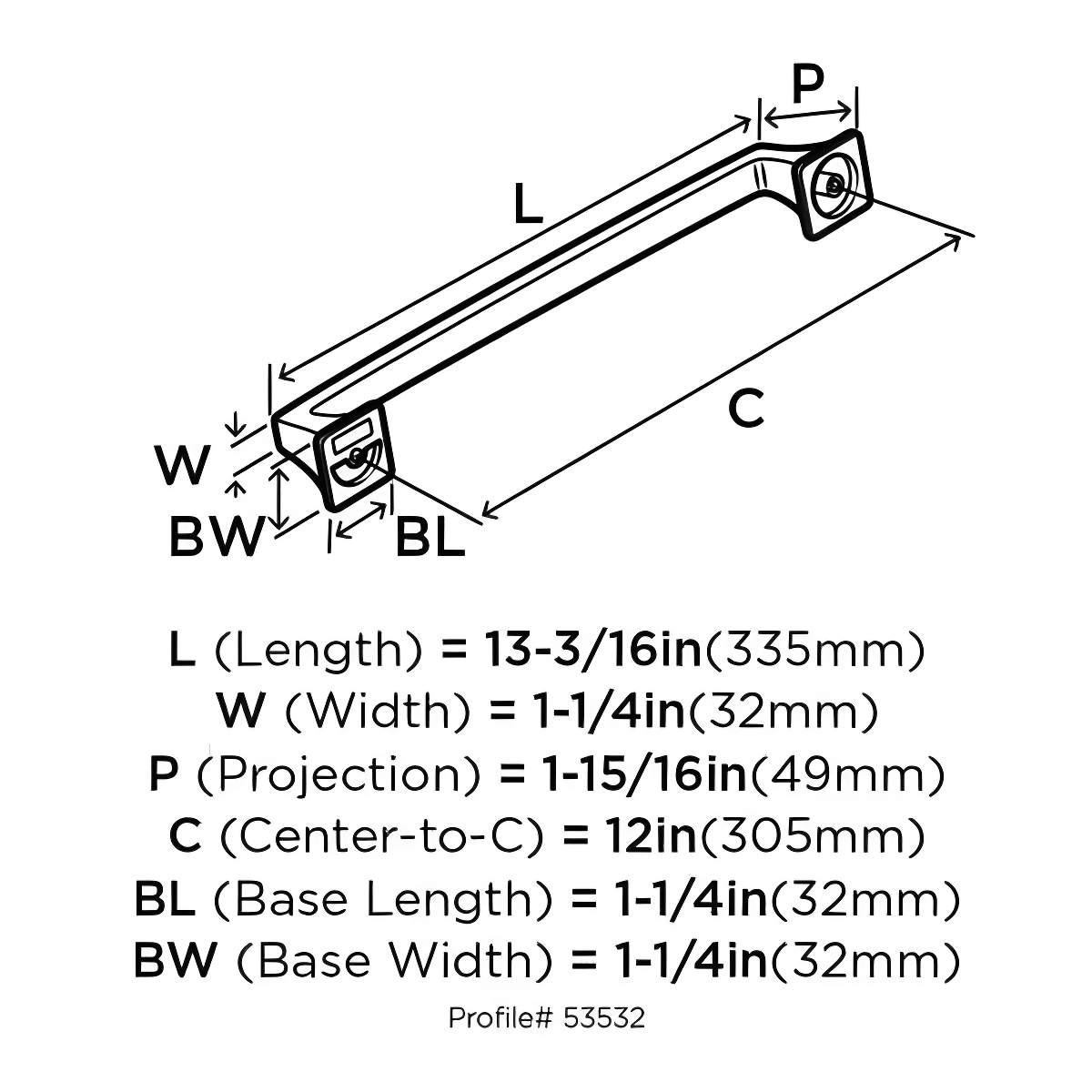 Amerock Mulholland 12 inch (305mm) Center-to-Center Satin Nickel Appliance Pull