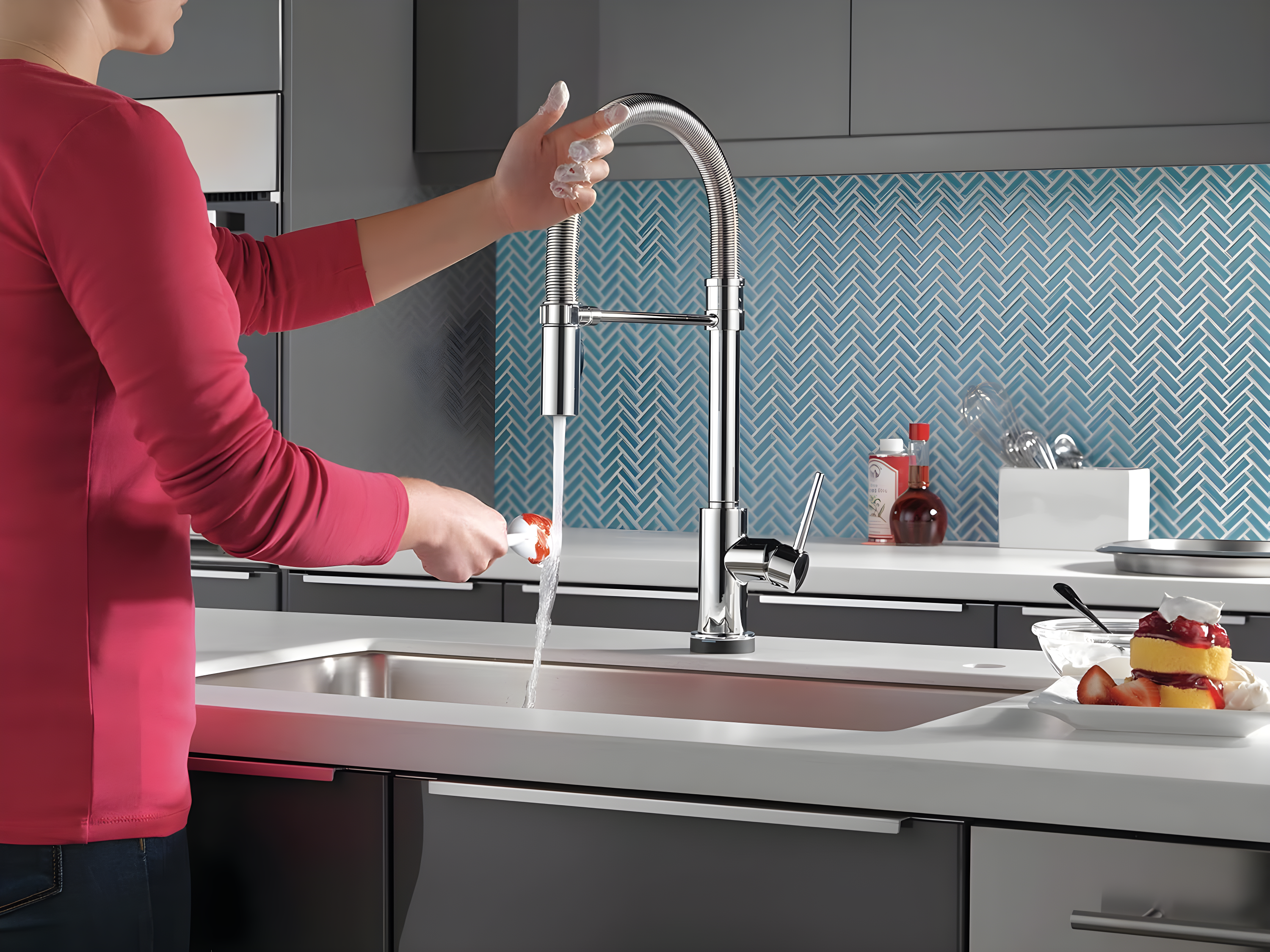 Trinsic Pro Pull Down Touch Single Handle Kitchen Faucet with Accessories