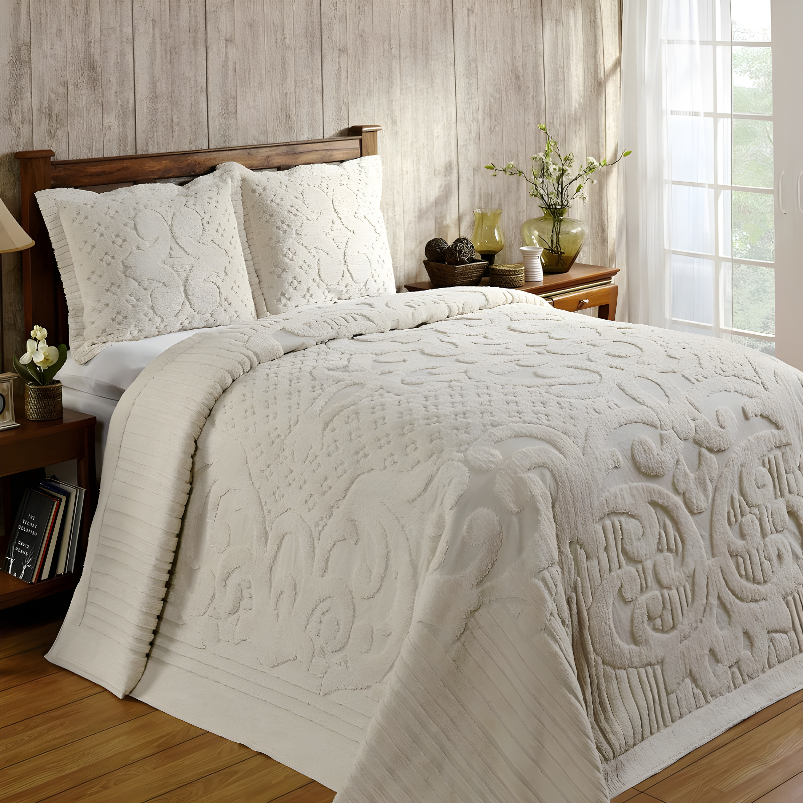 Better Trends Ashton 100% Cotton Chenille Bedspread with Medallion Pattern,  Soft & Breathable Coverlet, Luxurious Bedding for All Seasons, Machine Washable