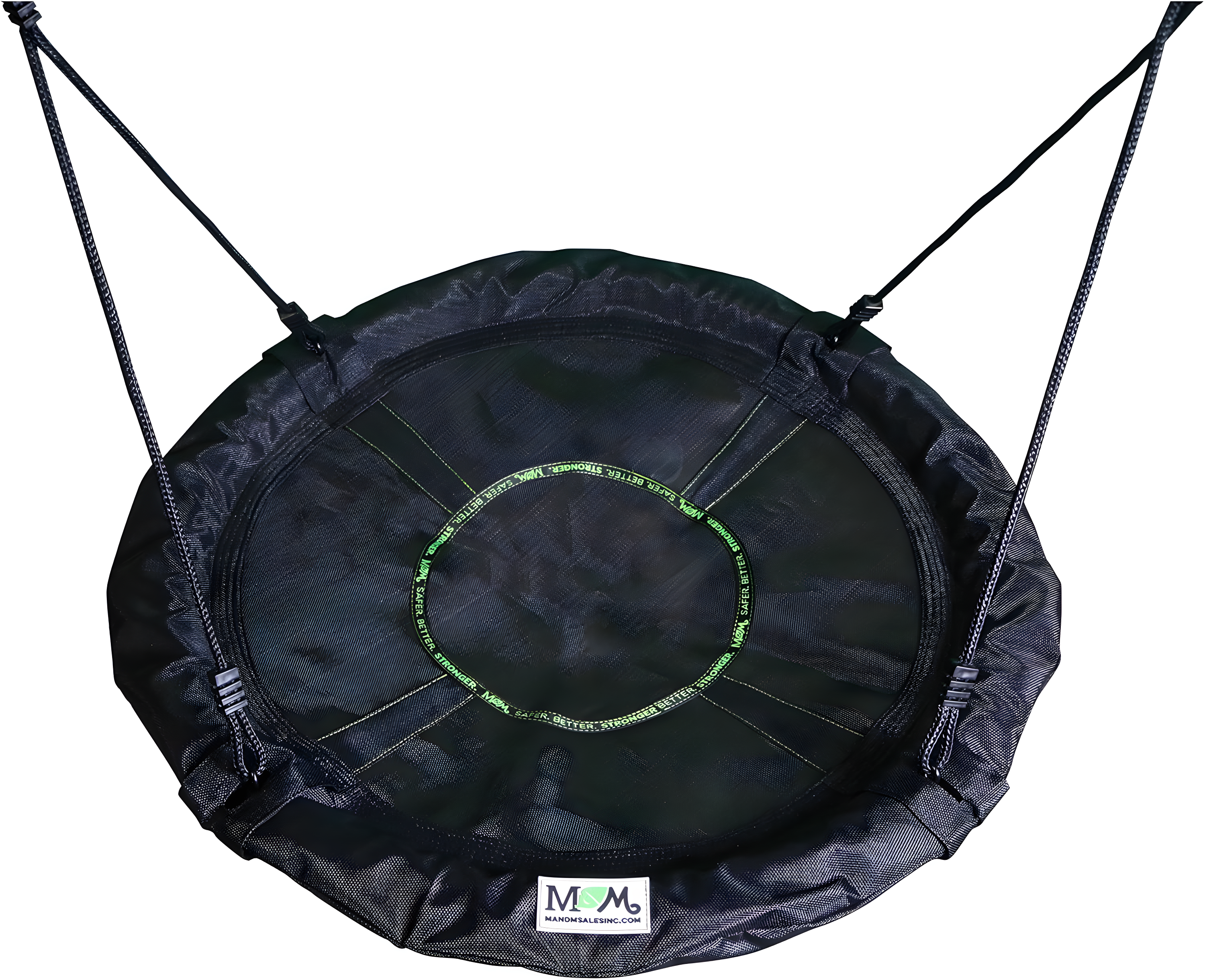 M&M Sales Enterprise M&M Sales Enterprise Adventure Fabric Black Disc Swing Saucer Seat, Ropes with Mounting Hangers and Chains