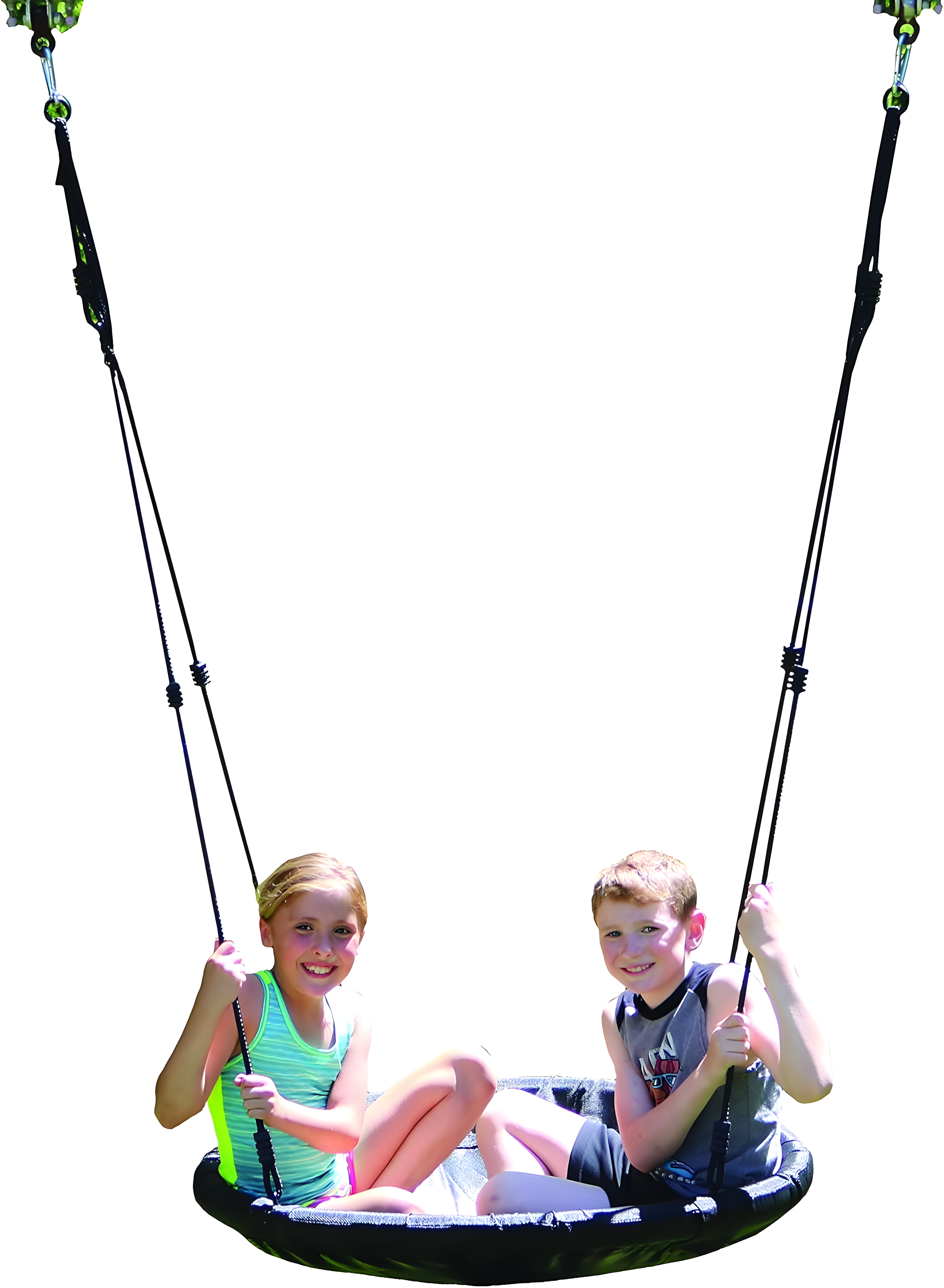 M&M Sales Enterprise M&M Sales Enterprise Adventure Fabric Black Disc Swing Saucer Seat, Ropes with Mounting Hangers and Chains