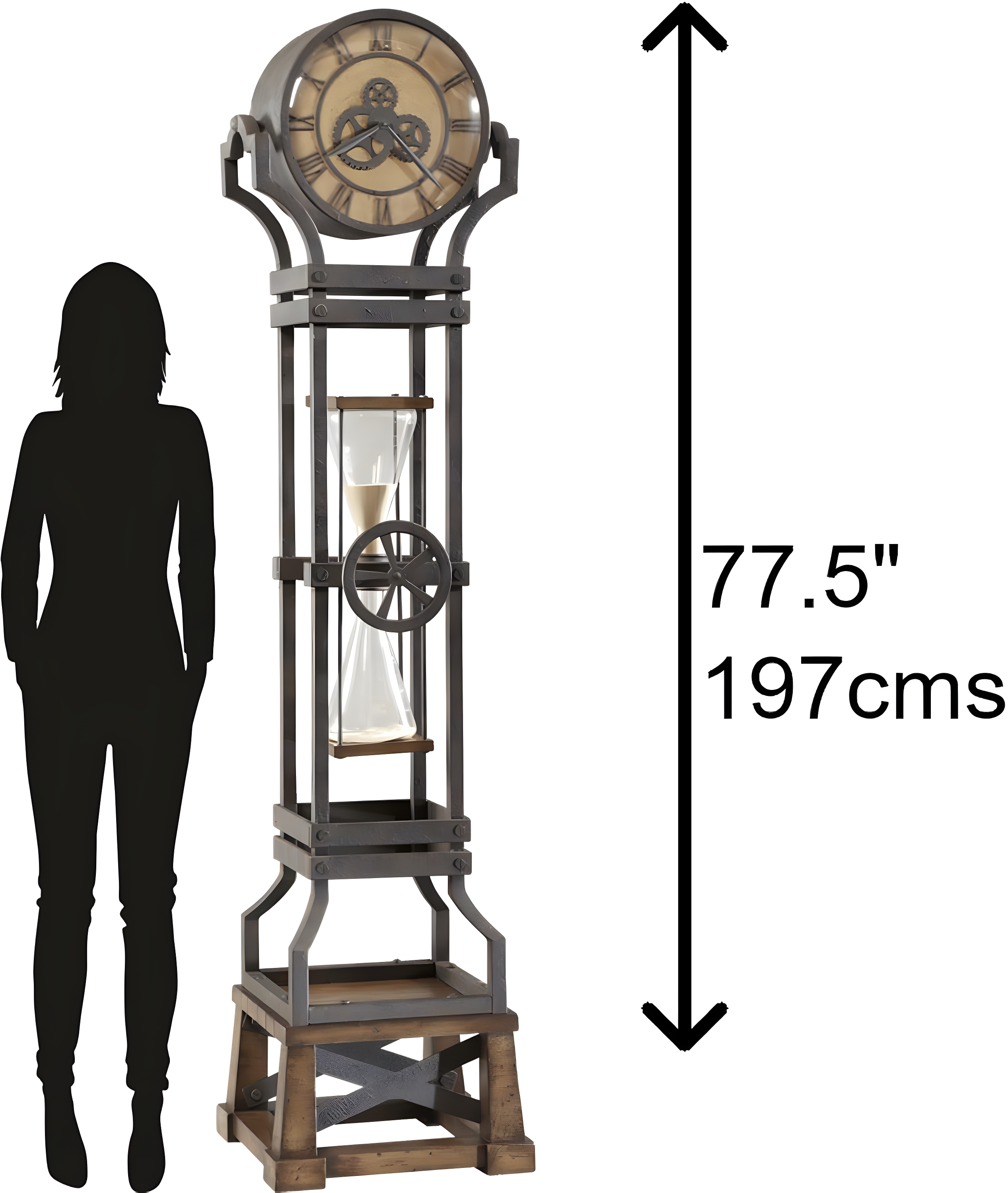 Howard Miller® Hourglass 77.5'' H Metal Grandfather Clock with Adjustable Chime Volume