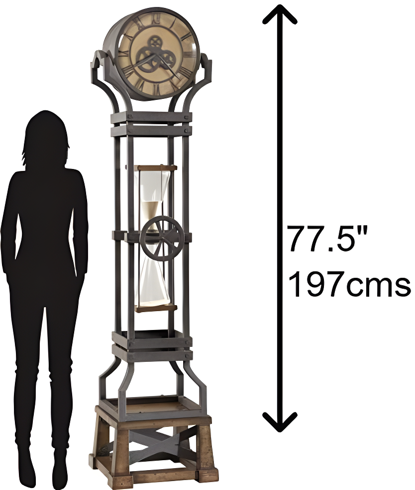 Howard Miller® Hourglass 77.5'' H Metal Grandfather Clock with Adjustable Chime Volume