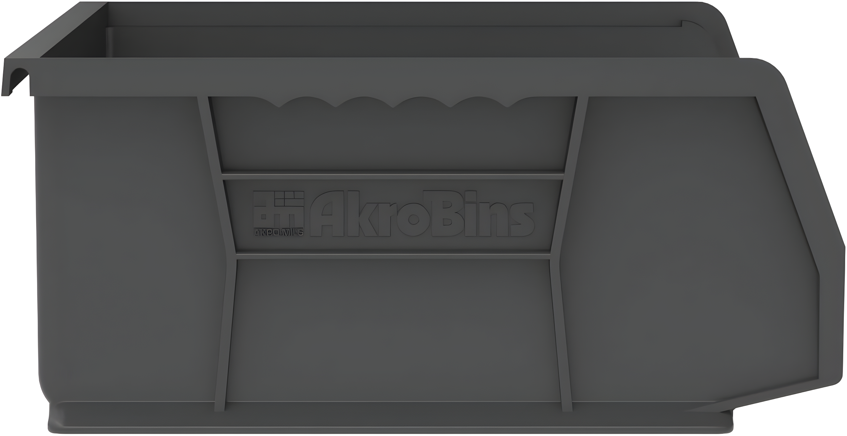 Black Plastic Stackable Storage Bin with Divider Slots