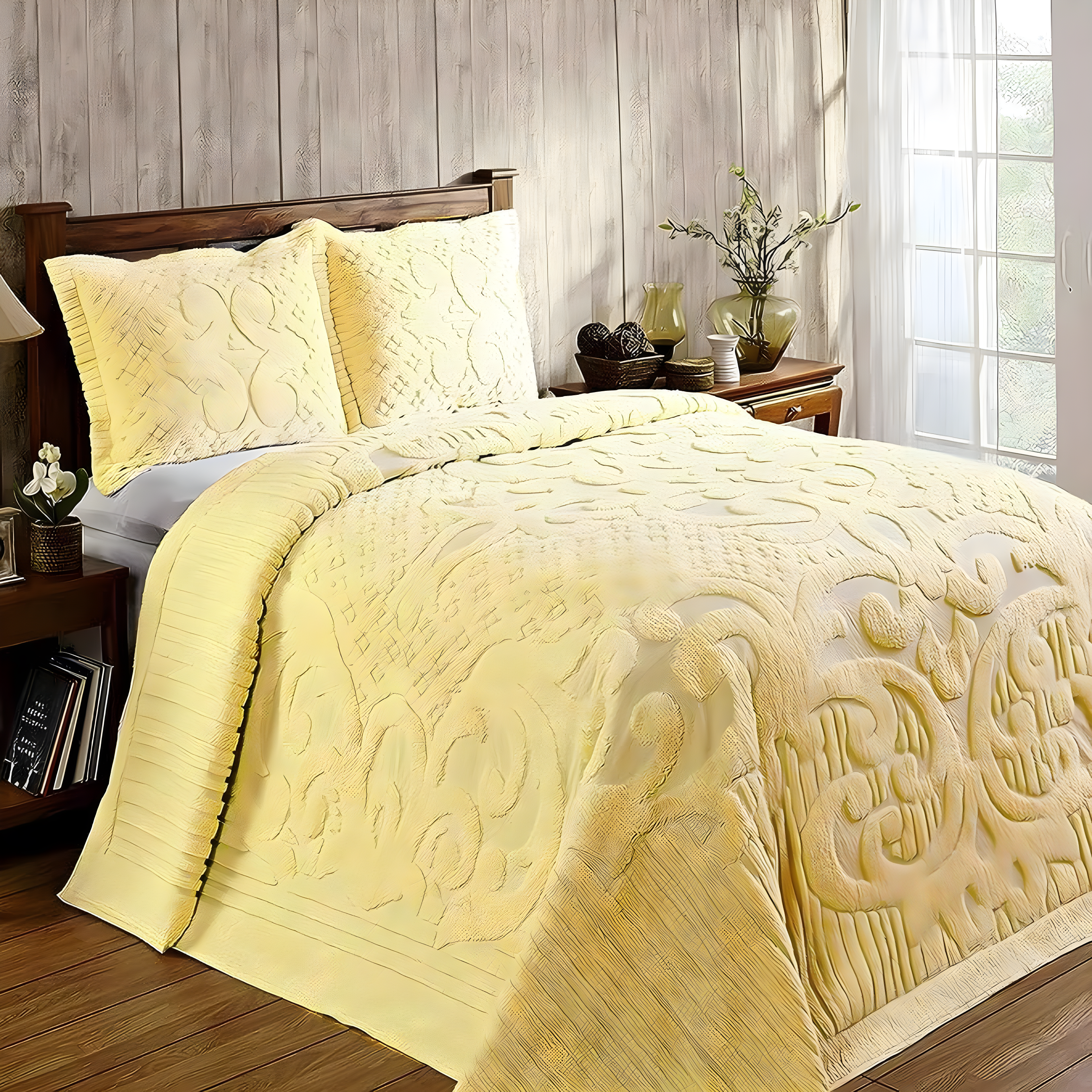 Better Trends Ashton 100% Cotton Chenille Bedspread with Medallion Pattern,  Soft & Breathable Coverlet, Luxurious Bedding for All Seasons, Machine Washable