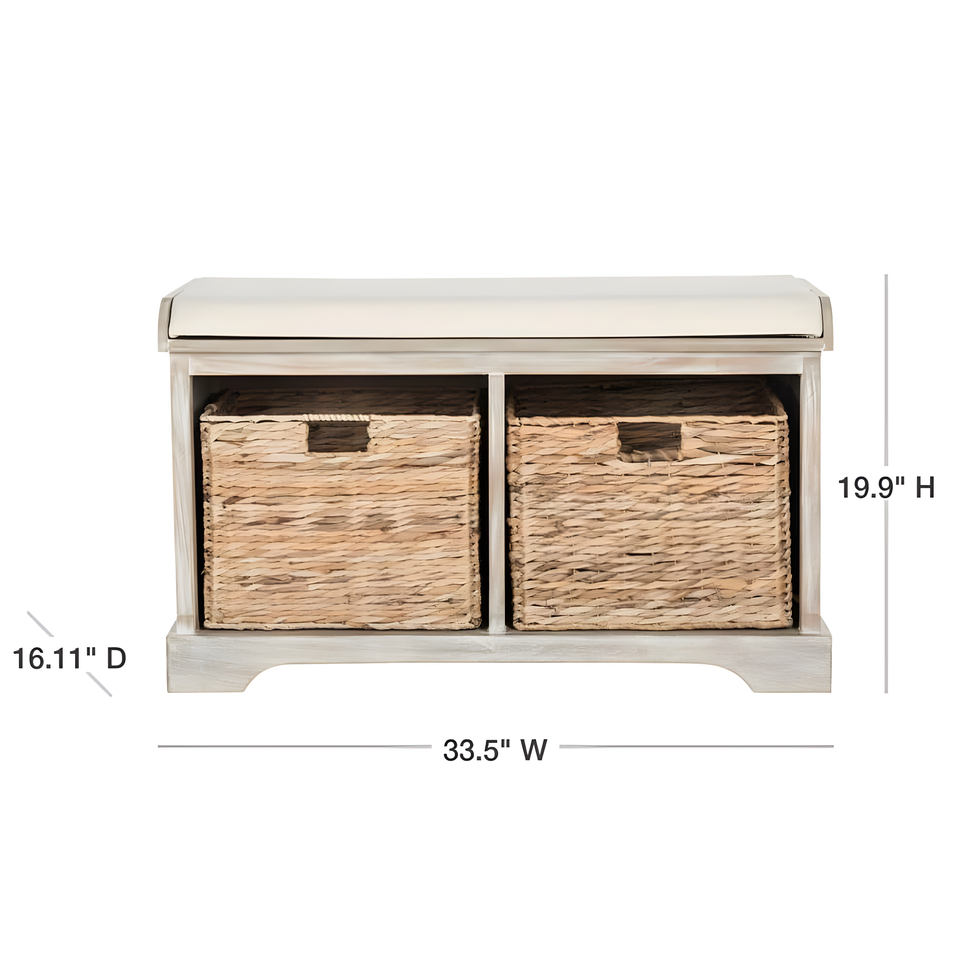 Freddy Wicker Storage Bench - AMH5736 - White Wash - Safavieh