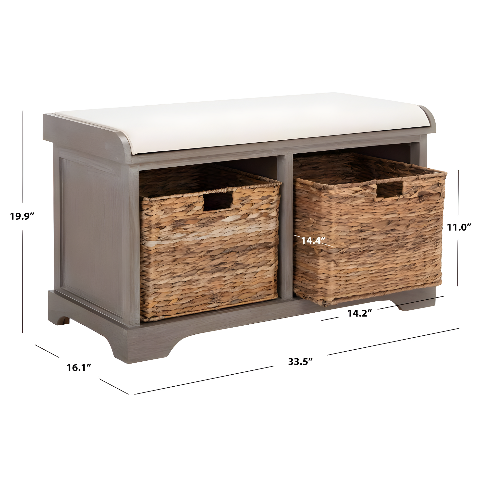 Freddy Wicker Storage Bench - AMH5736 - White Wash - Safavieh