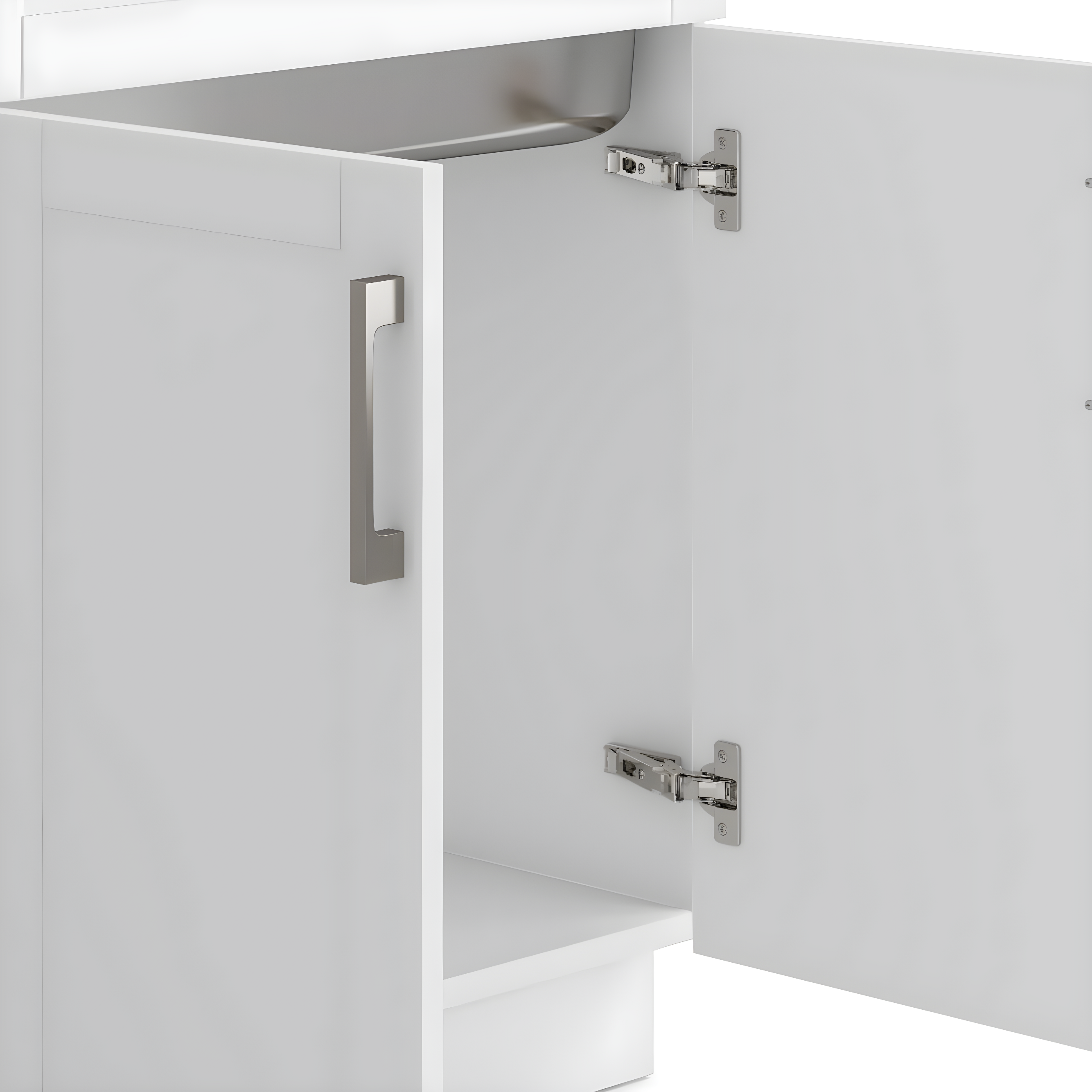 Simpli Home AXCLDYHEN28-SS Hennessy  All-in-One 28-inch Utility Sink & Cabinet in Pure White