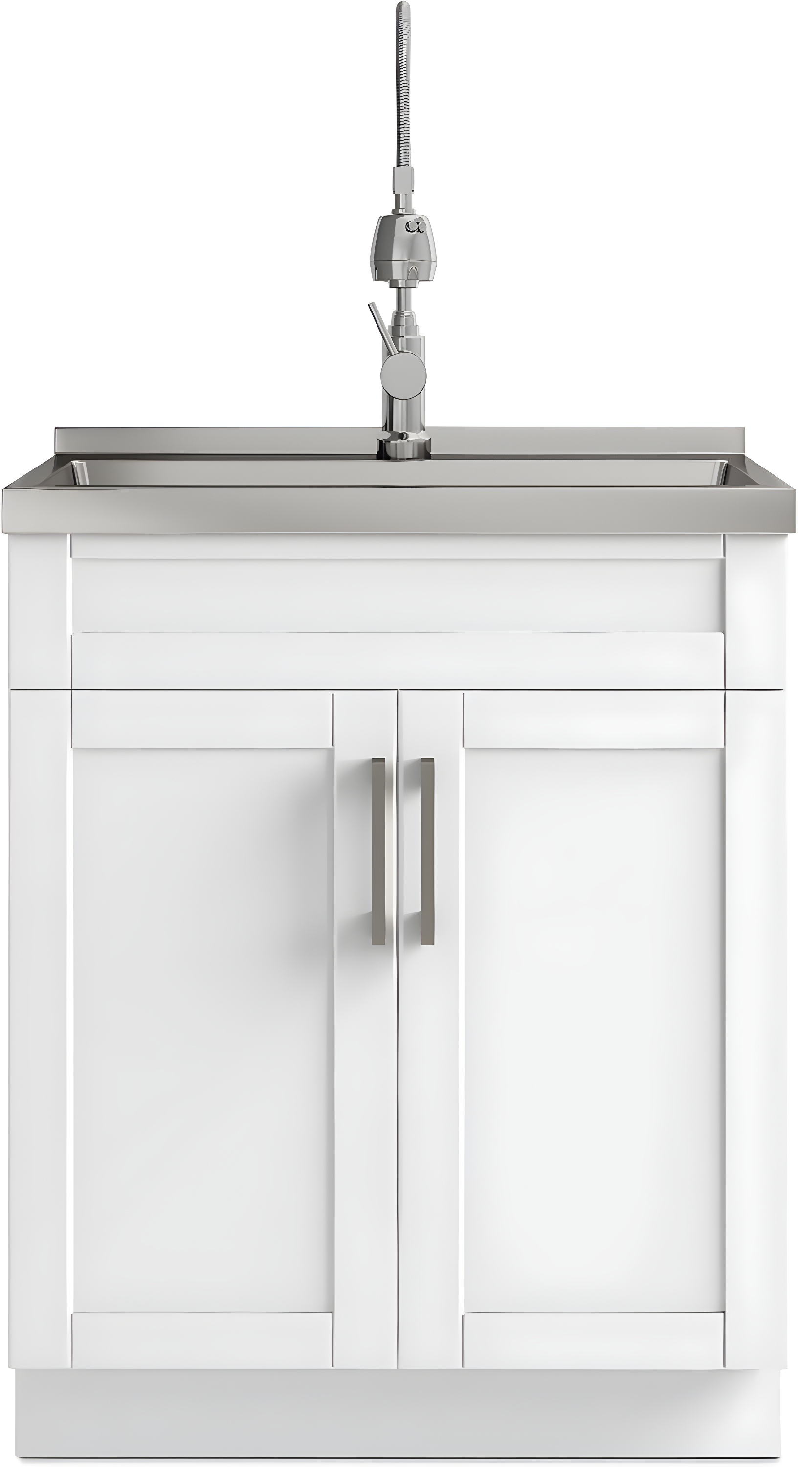 Simpli Home AXCLDYHEN28-SS Hennessy  All-in-One 28-inch Utility Sink & Cabinet in Pure White