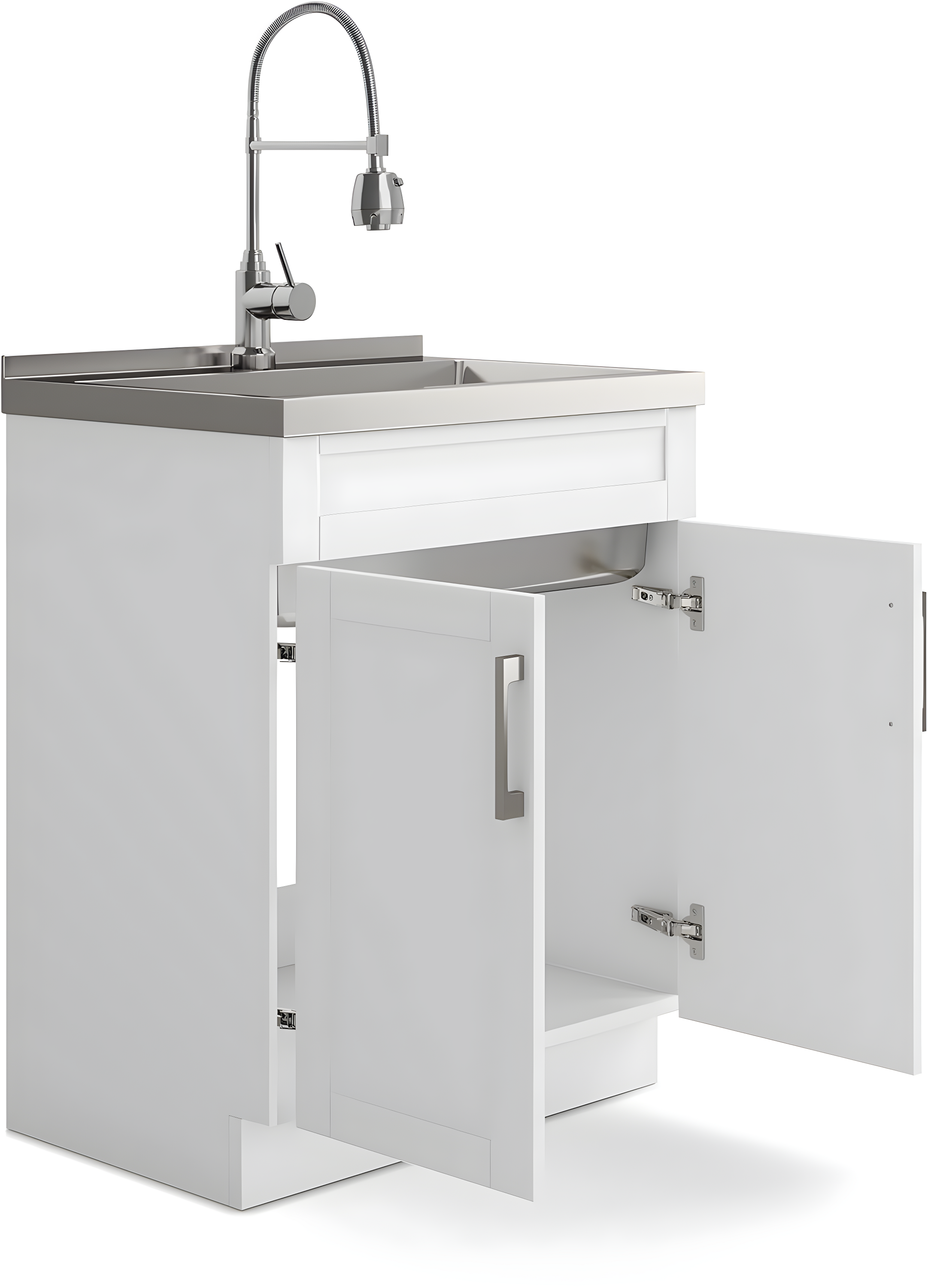 Simpli Home AXCLDYHEN28-SS Hennessy  All-in-One 28-inch Utility Sink & Cabinet in Pure White