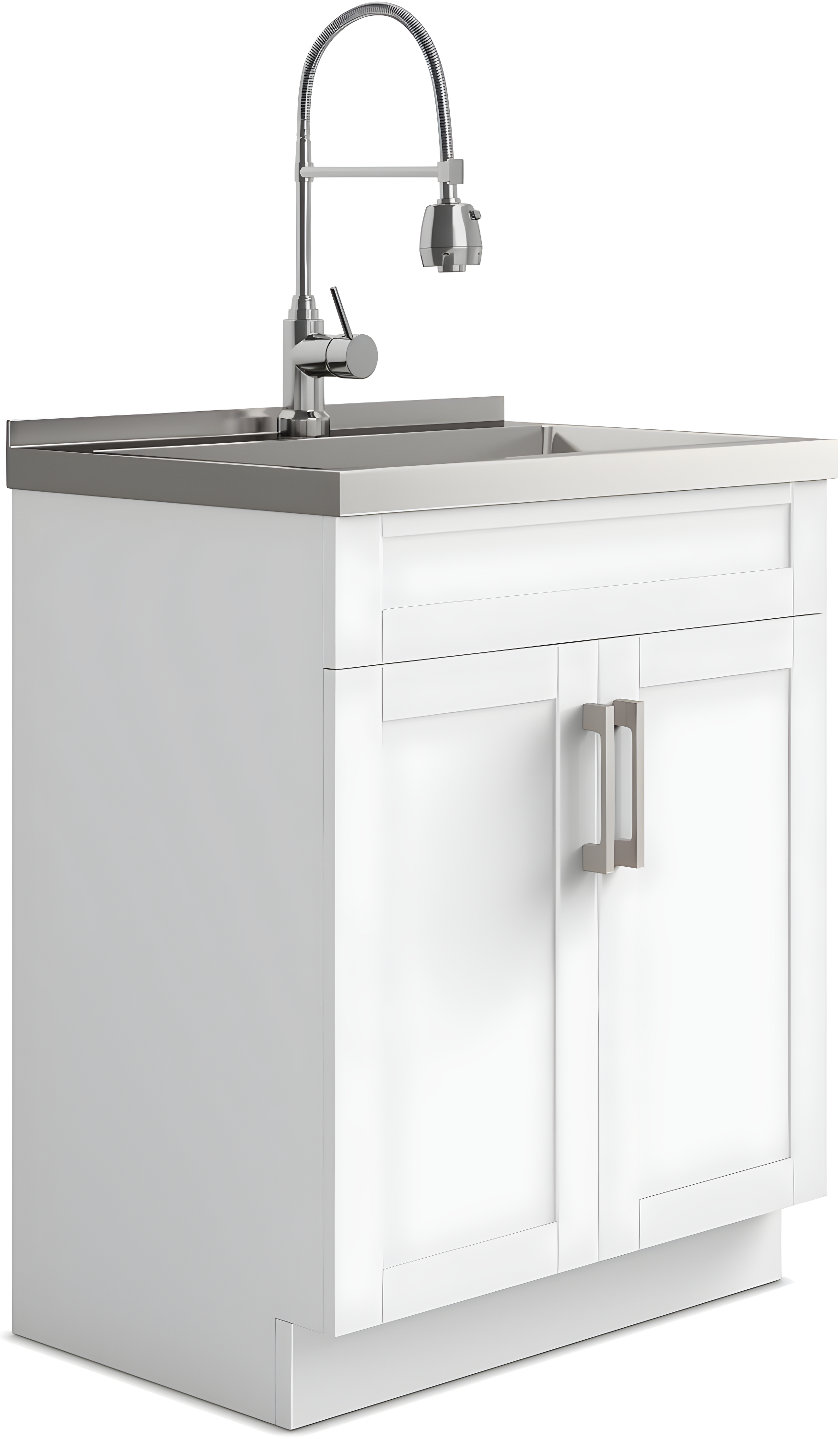 Simpli Home AXCLDYHEN28-SS Hennessy  All-in-One 28-inch Utility Sink & Cabinet in Pure White