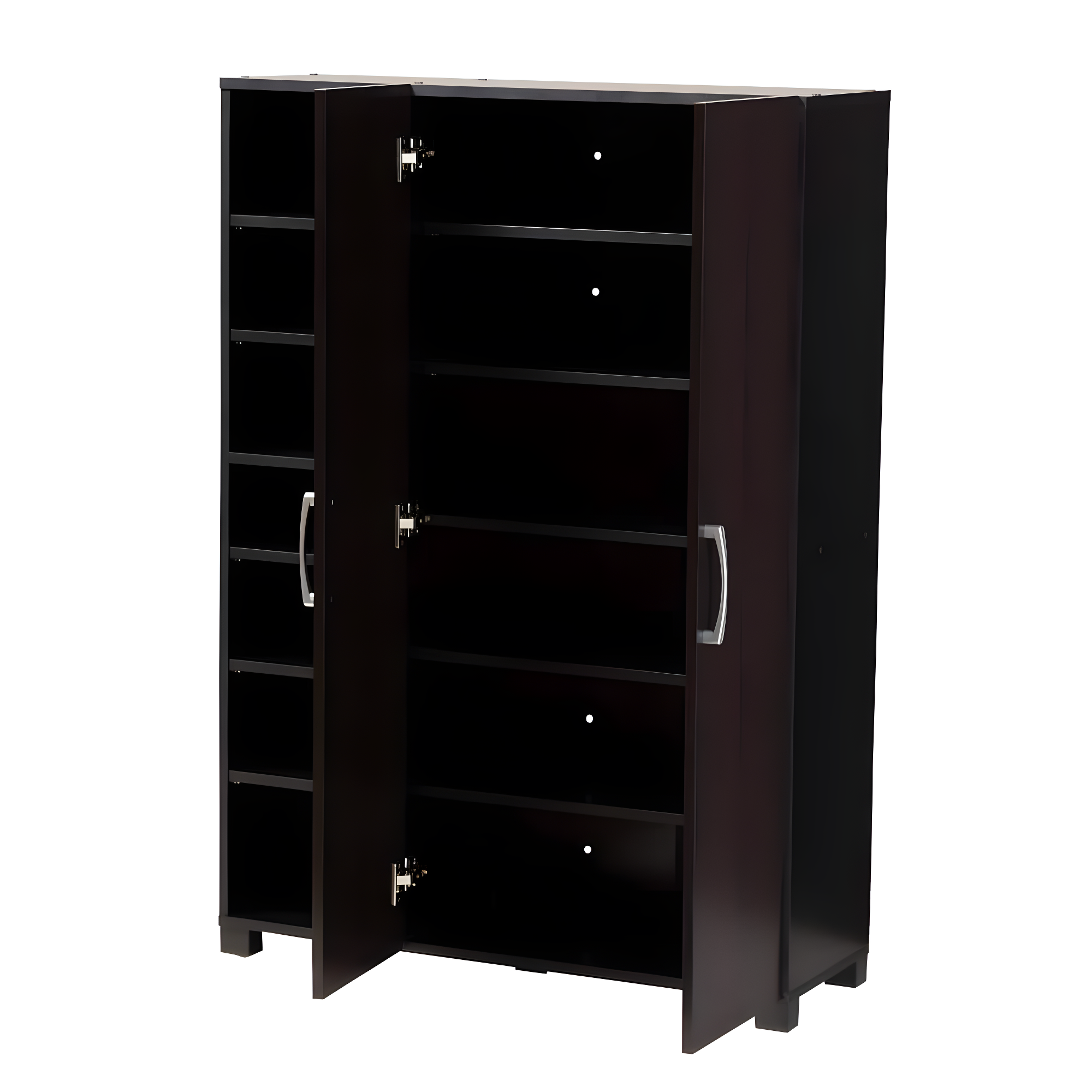 Marine Finished 2 Door Wood Entryway Shoe Storage Cabinet with Open Shelves Brown - Baxton Studio: Organizer for Closet, Wenge Finish