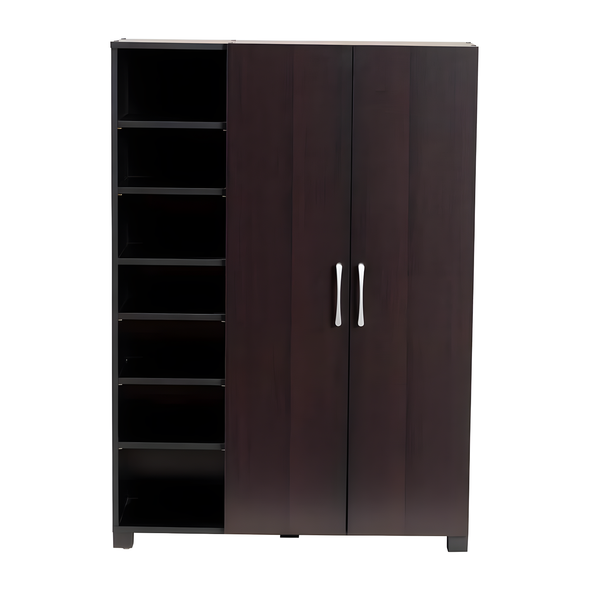 Marine Finished 2 Door Wood Entryway Shoe Storage Cabinet with Open Shelves Brown - Baxton Studio: Organizer for Closet, Wenge Finish