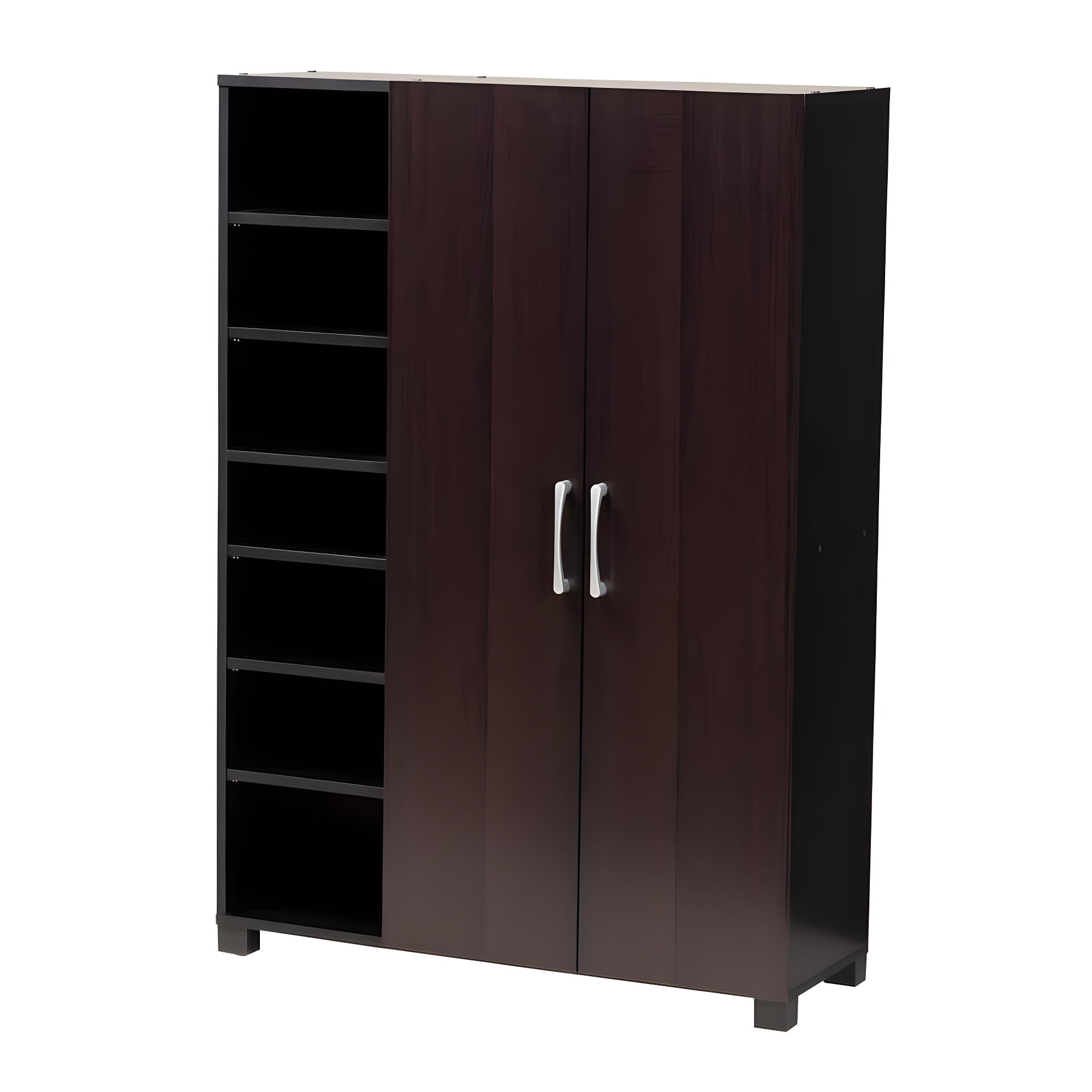 Marine Finished 2 Door Wood Entryway Shoe Storage Cabinet with Open Shelves Brown - Baxton Studio: Organizer for Closet, Wenge Finish