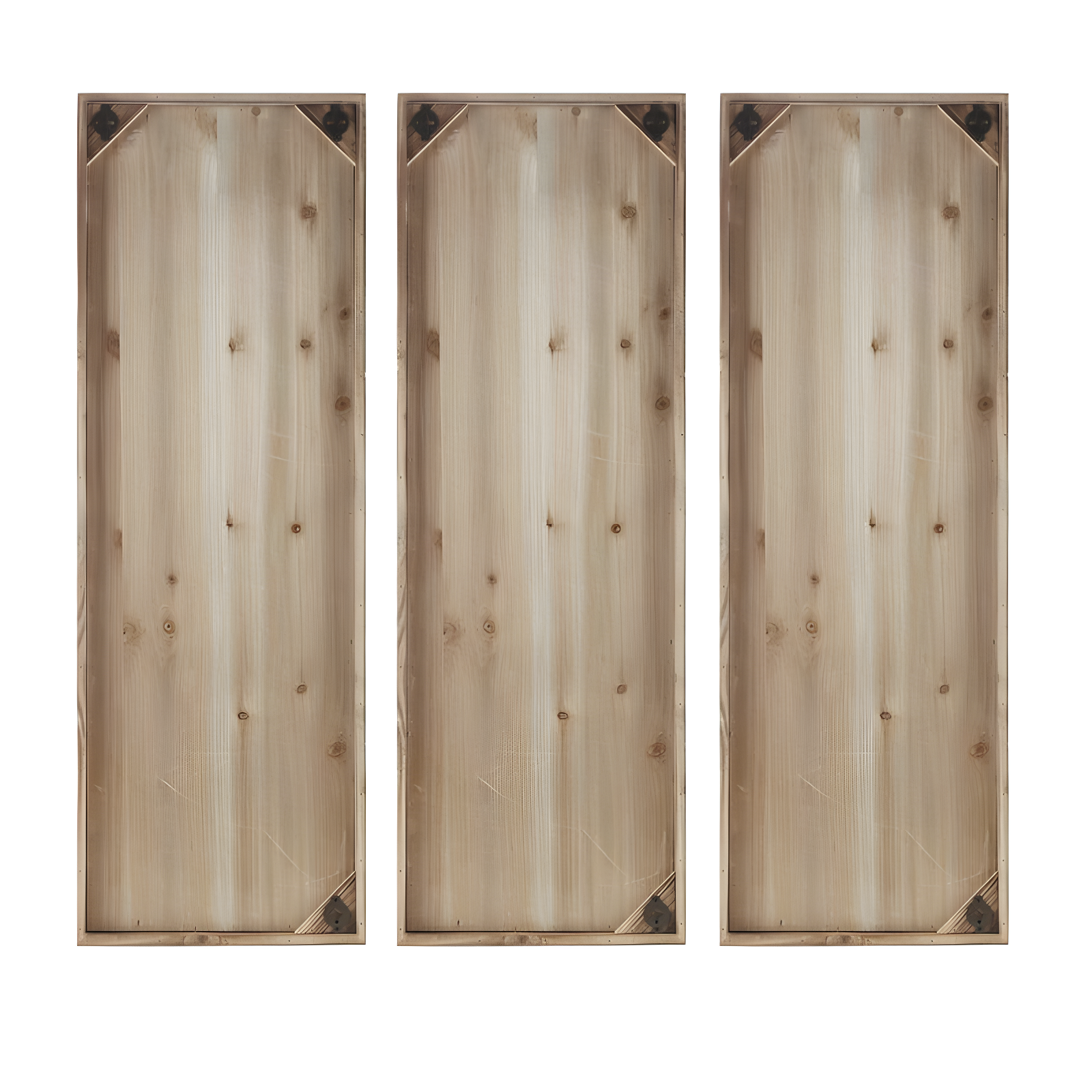 Set of 3 Gianna Wood Wall Decor Natural: Madison Park Mandal Panel, Two-tone, Geometric, Carved, Easy to Hang