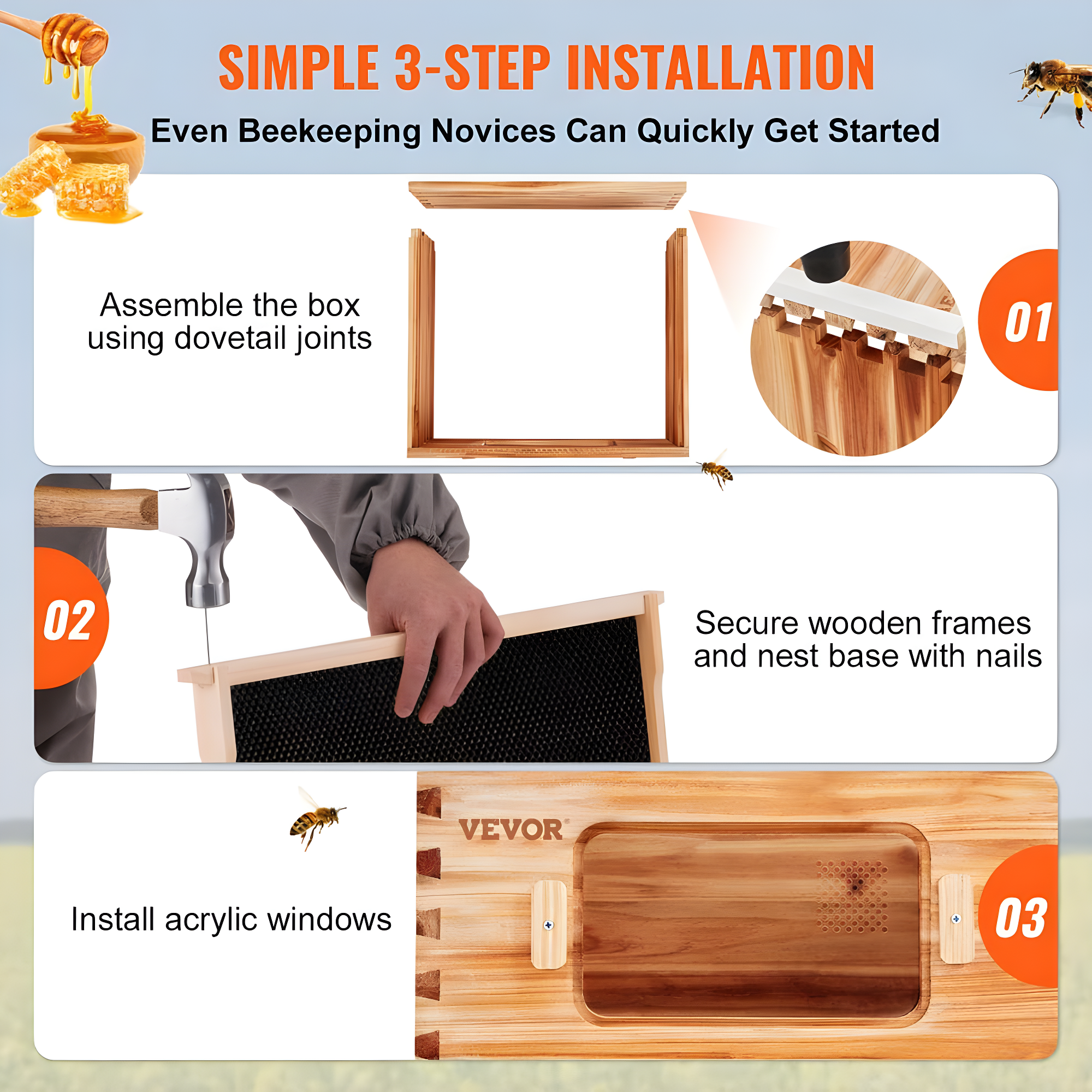 VEVOR VEVOR Bee Hive 30 Frame Bee Hives Starter Kit