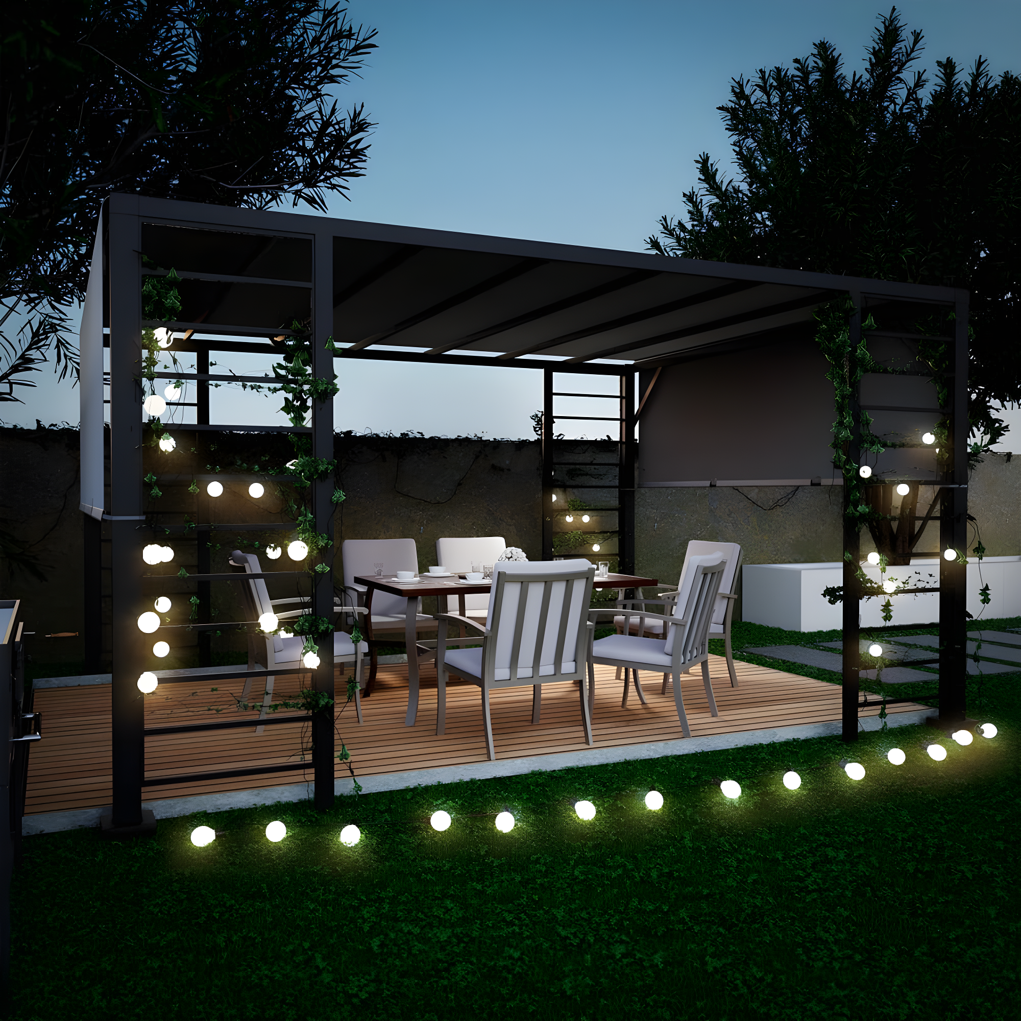 10 ft. x 12 ft. Aluminum Outdoor Pergola with and Retractable GrayShade
